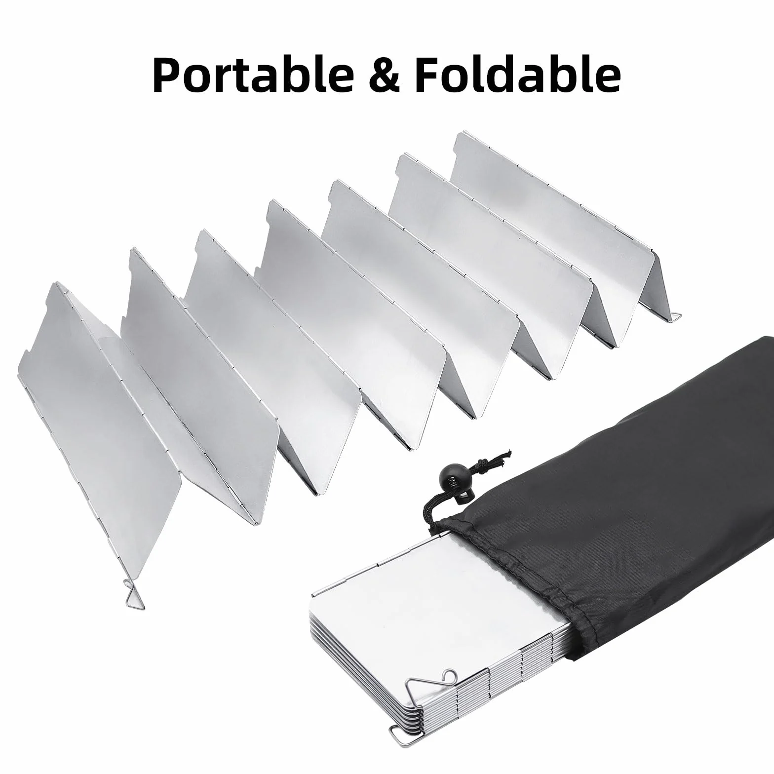 14 Plaques Pare-Vent Pliable Aluminium, Pare Vent Rechaud Gaz, Pare-Brise De Réchaud De Camping avec Sac De Rangement pour Le Camping, Les Pique-Niques et Les Barbecues