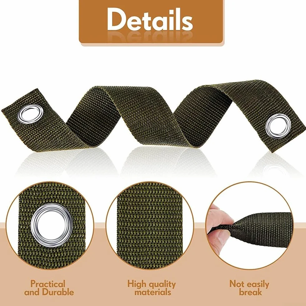 Lot de 6 sangles de soutien pour arbres nouvellement plantés, sangle en nylon vert militaire 40 cm pour jeunes arbres et jardinage