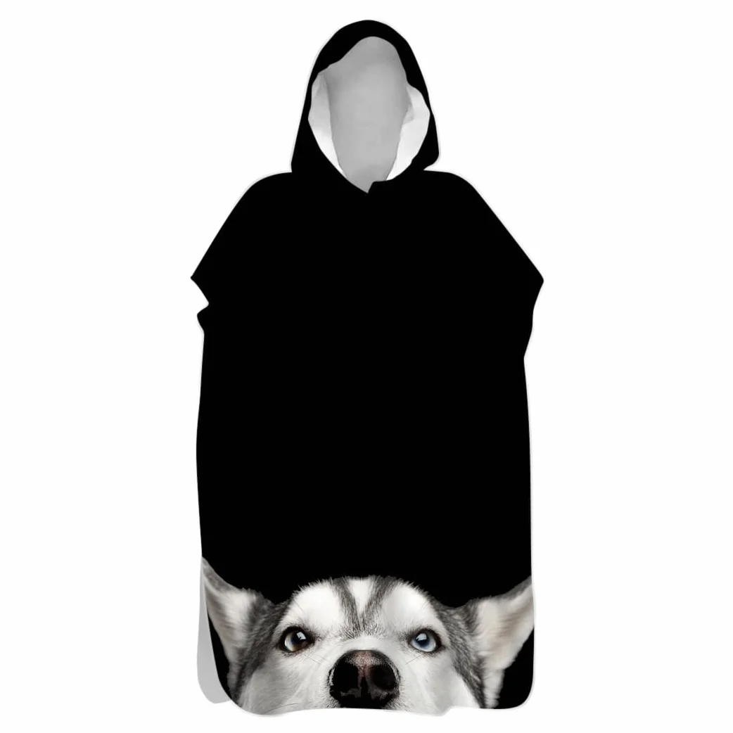 Surwin Serviette Poncho à Capuche Plage Adulte Poncho de Bain Surf en Microfibre Séchage Rapide Serviette à Changement Peignoir Piscine Robe pour Homme et Femme