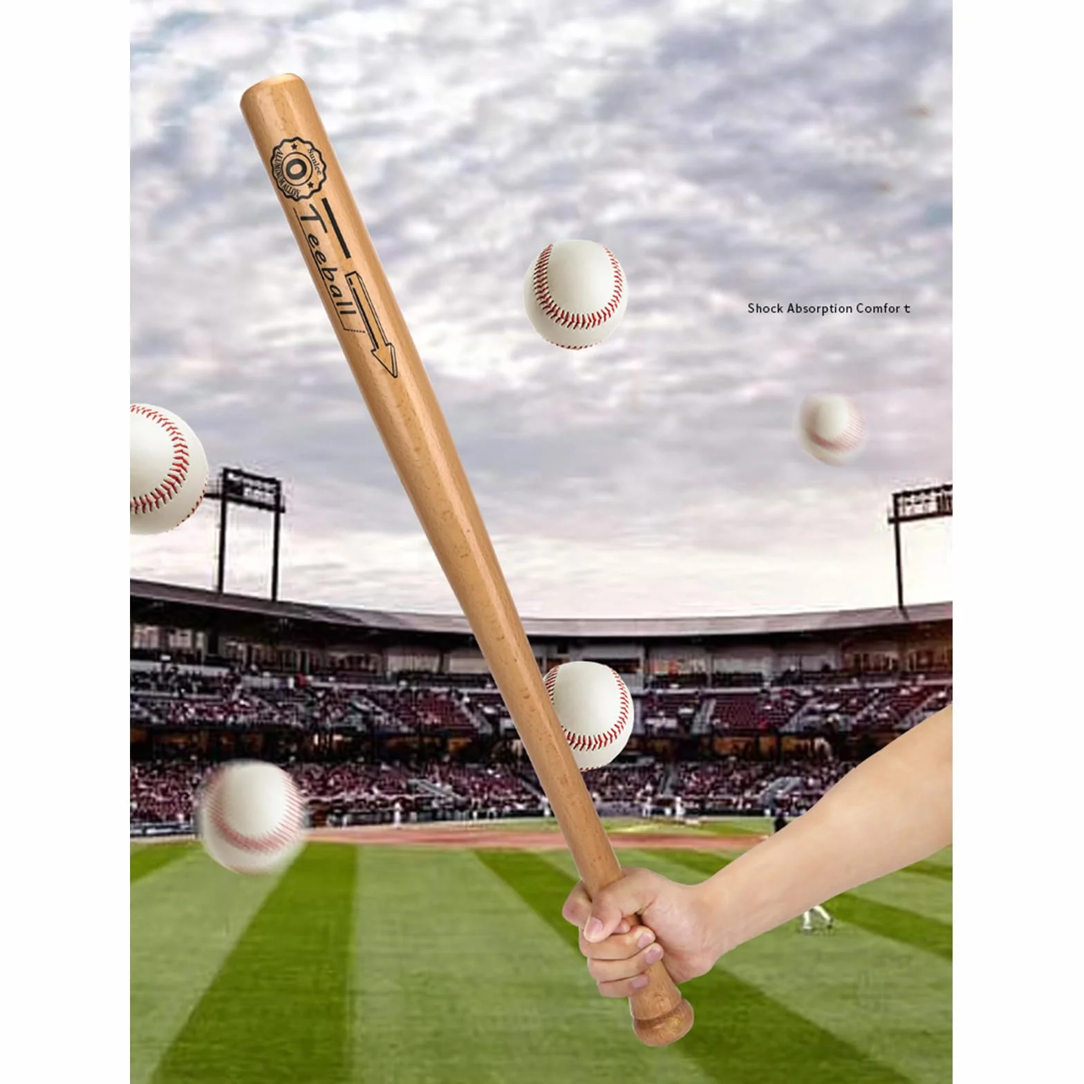 Batte de Baseball en Bois Dur pour Professionnels - Bâton pour Entraînement et Compétition avec Accessoires Professionnels