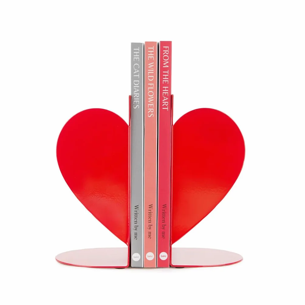 Balvi Serre-Livres Double en Forme de Cœur Métal Rouge Love