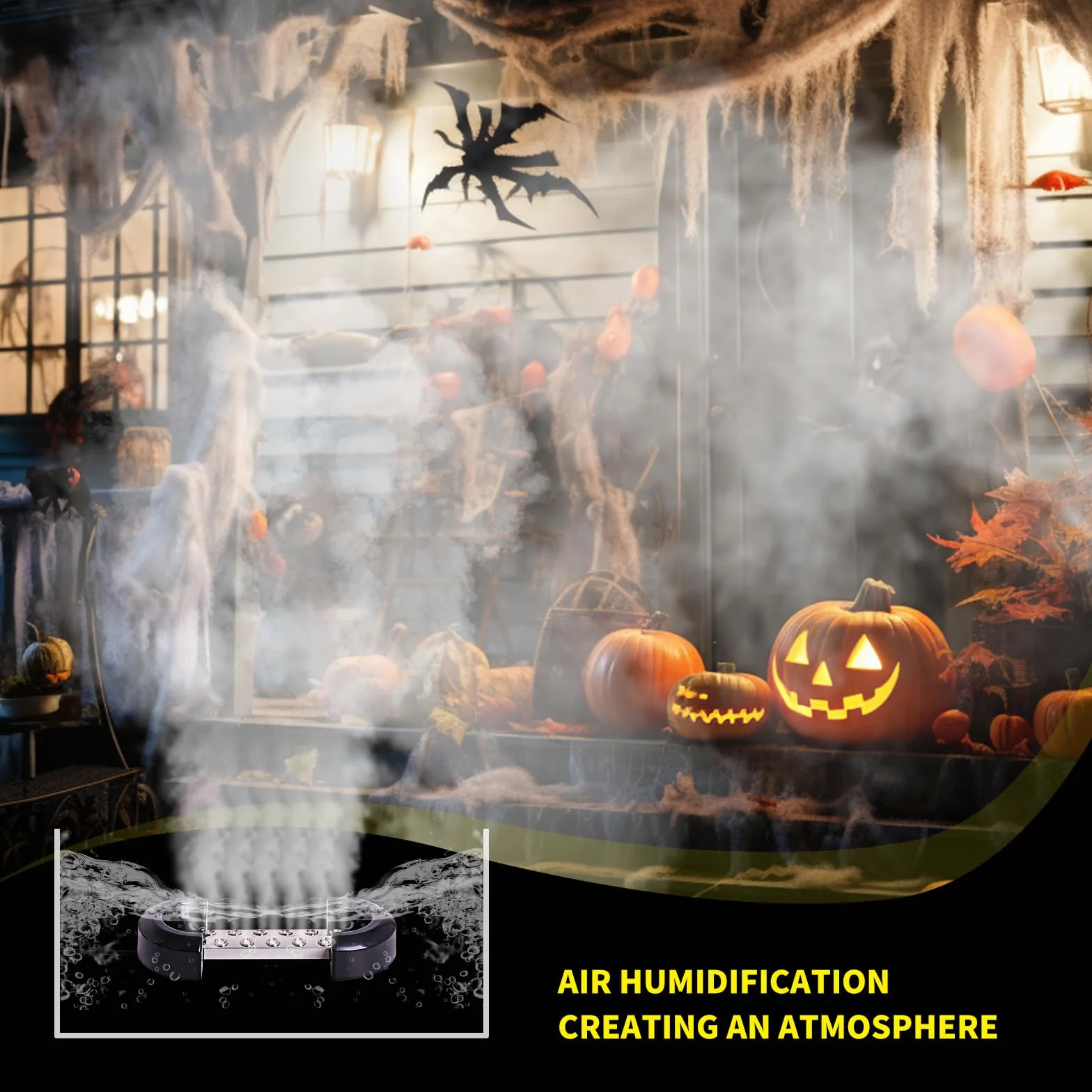 Appareil de brouillard à ultrasons 12 têtes 400 W étanche 8,5 L/H pour cour intérieure, humidificateur, étang, jardin, serre