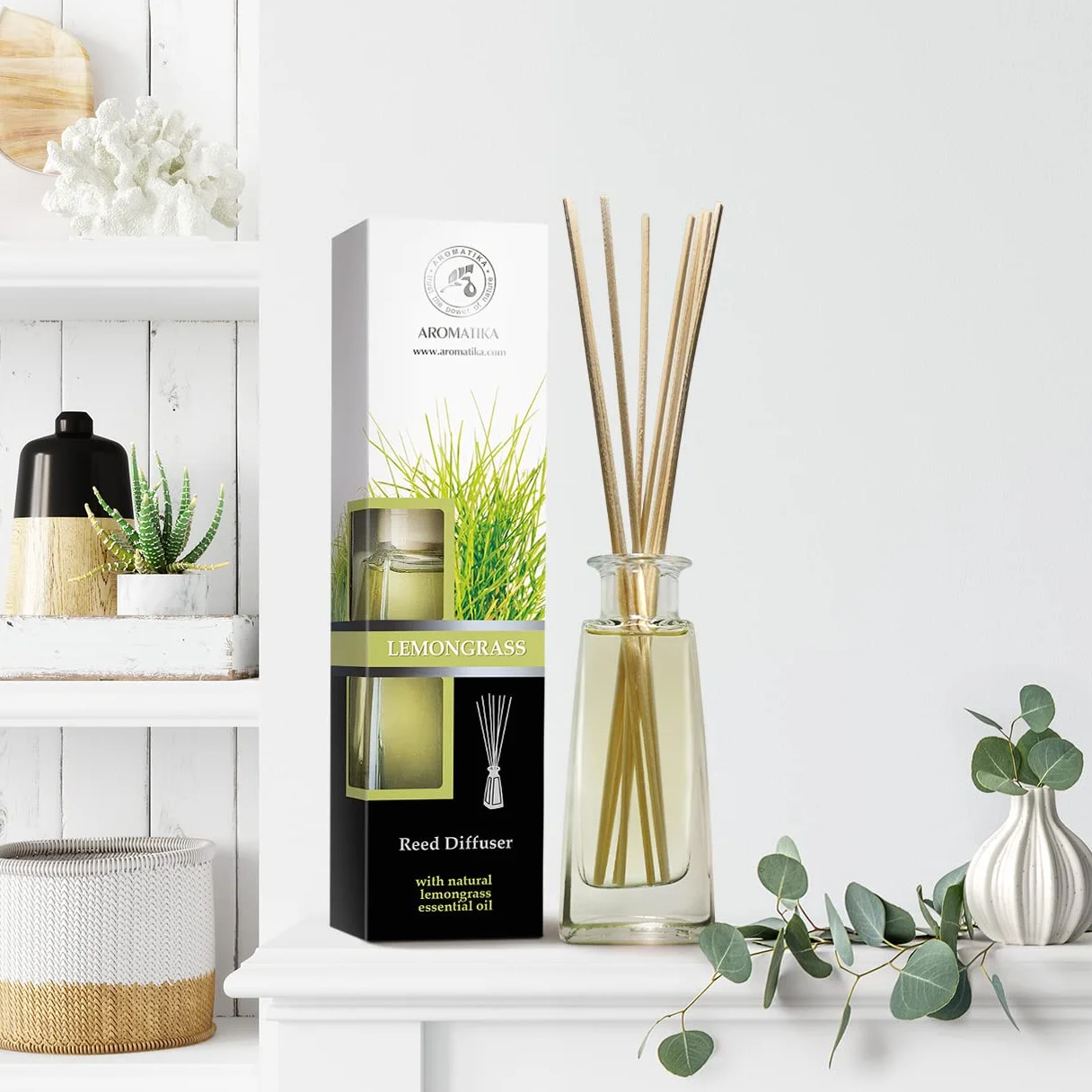 Diffuseur de Parfum Citronnelle 100ml - Huile Essentielle Naturelle - Reed Diffuser Lemongrass