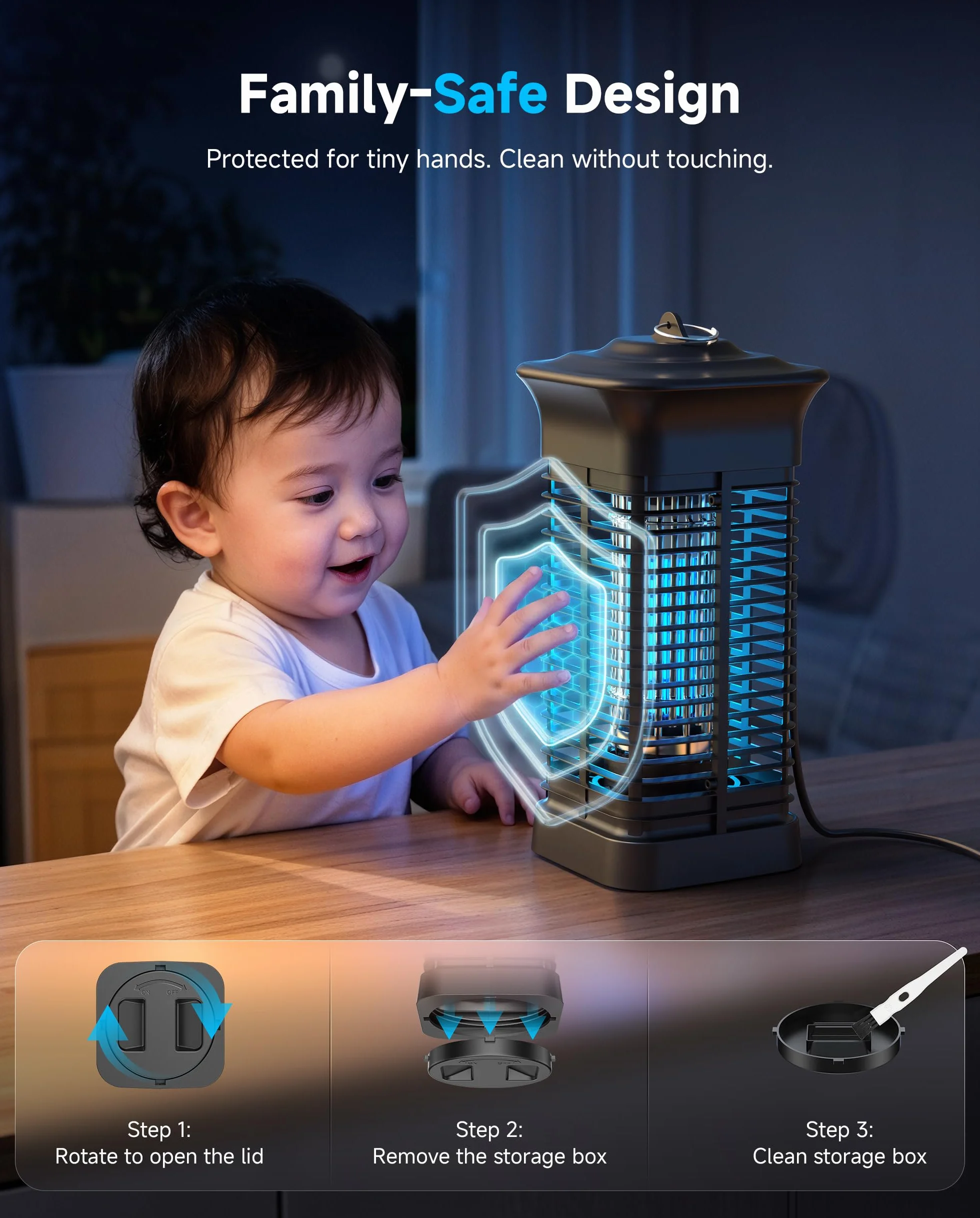 Lampe Anti Moustique Électrique Tue Mouches 50m² Intérieur Extérieur