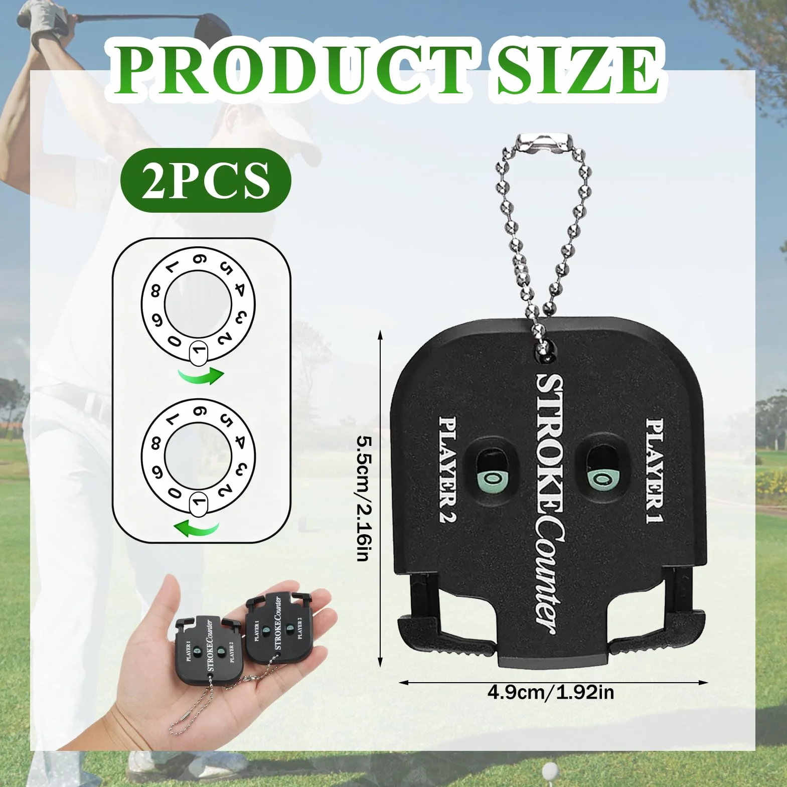 Compteurs de Score Portables 0-9 avec Clicker Mécanique pour 2 Joueurs, Golf Scorer Léger, Accessoire Compact