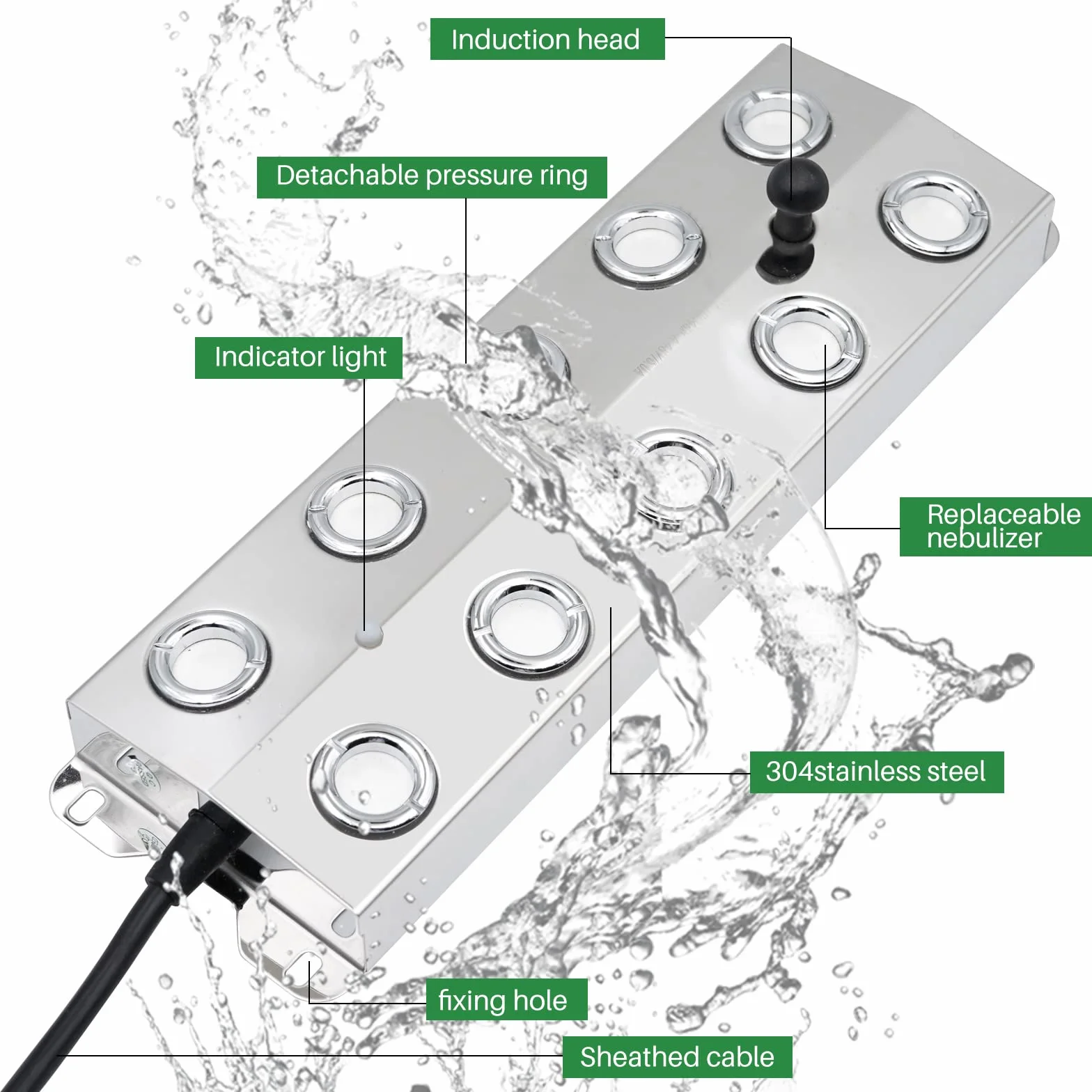Fabricant de Brouillard 10 Têtes 7L/H 350W Nébuliseur Ultrasons Brumisateur Générateur de Brouillard pour Fontaine Étang Aquarium Jardin Halloween