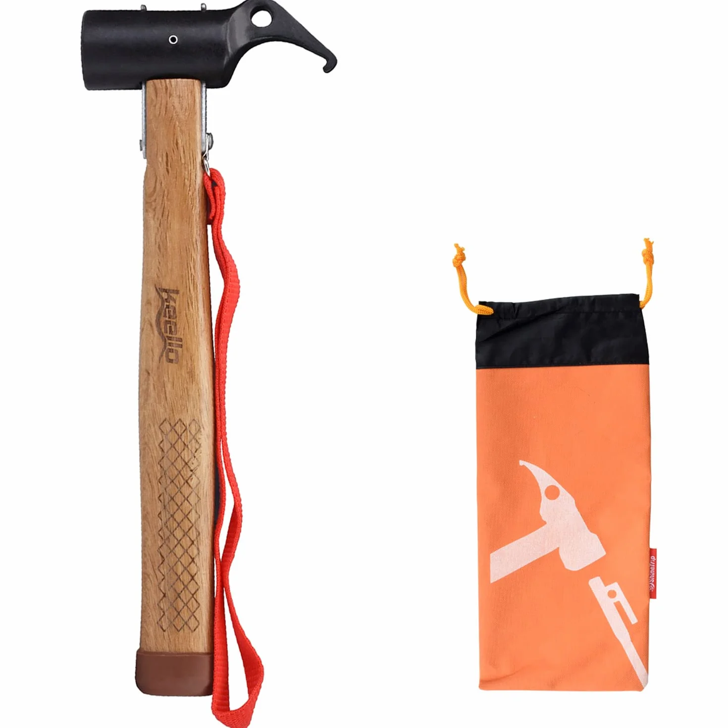 Marteau pour tente de camping en acier au carbone, extracteur de piquets multifonctionnel avec sangle de retenue