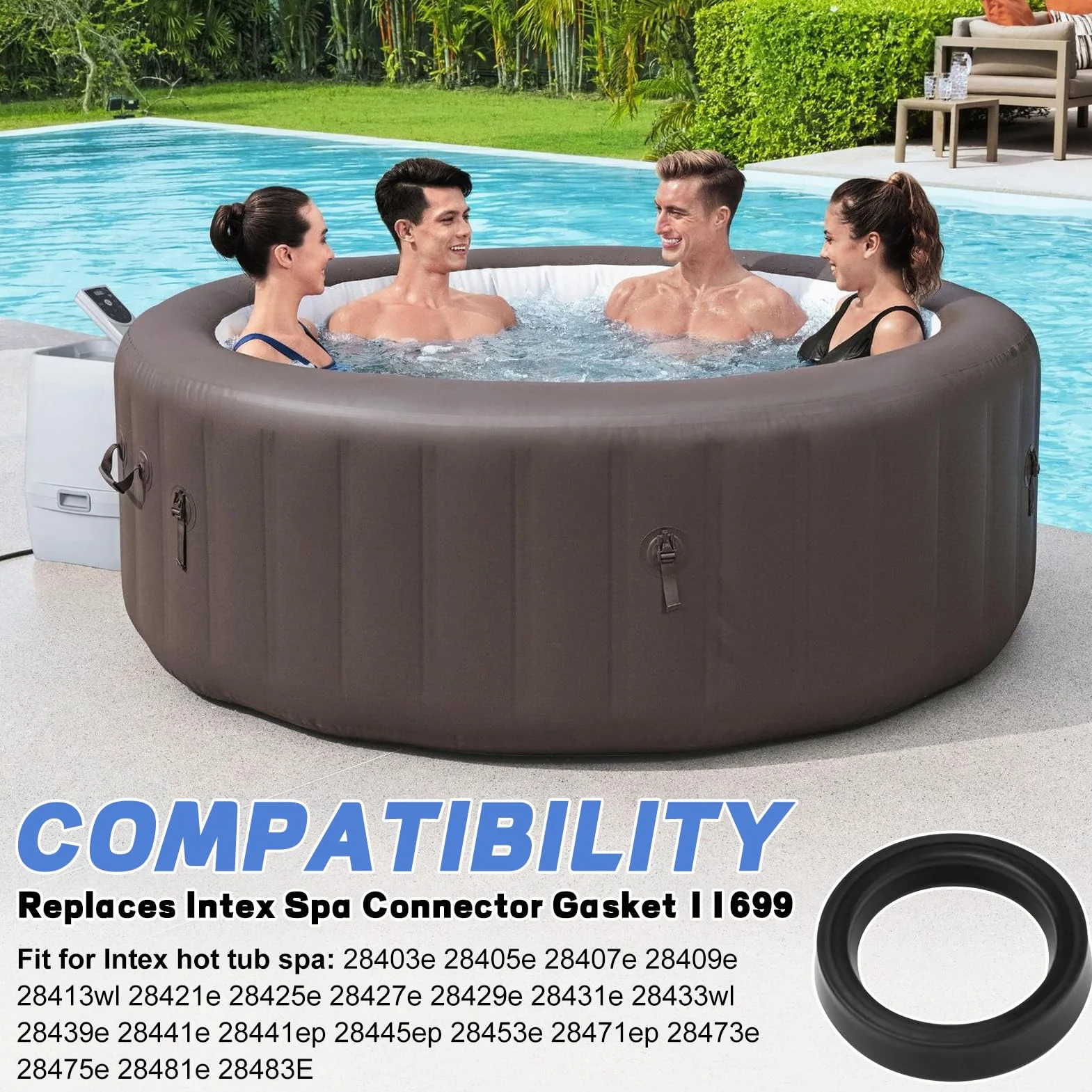 Joint de connecteur de spa de remplacement 11699 pour Intex Pure Spa, silicone, entrée et sortie, lot de 2
