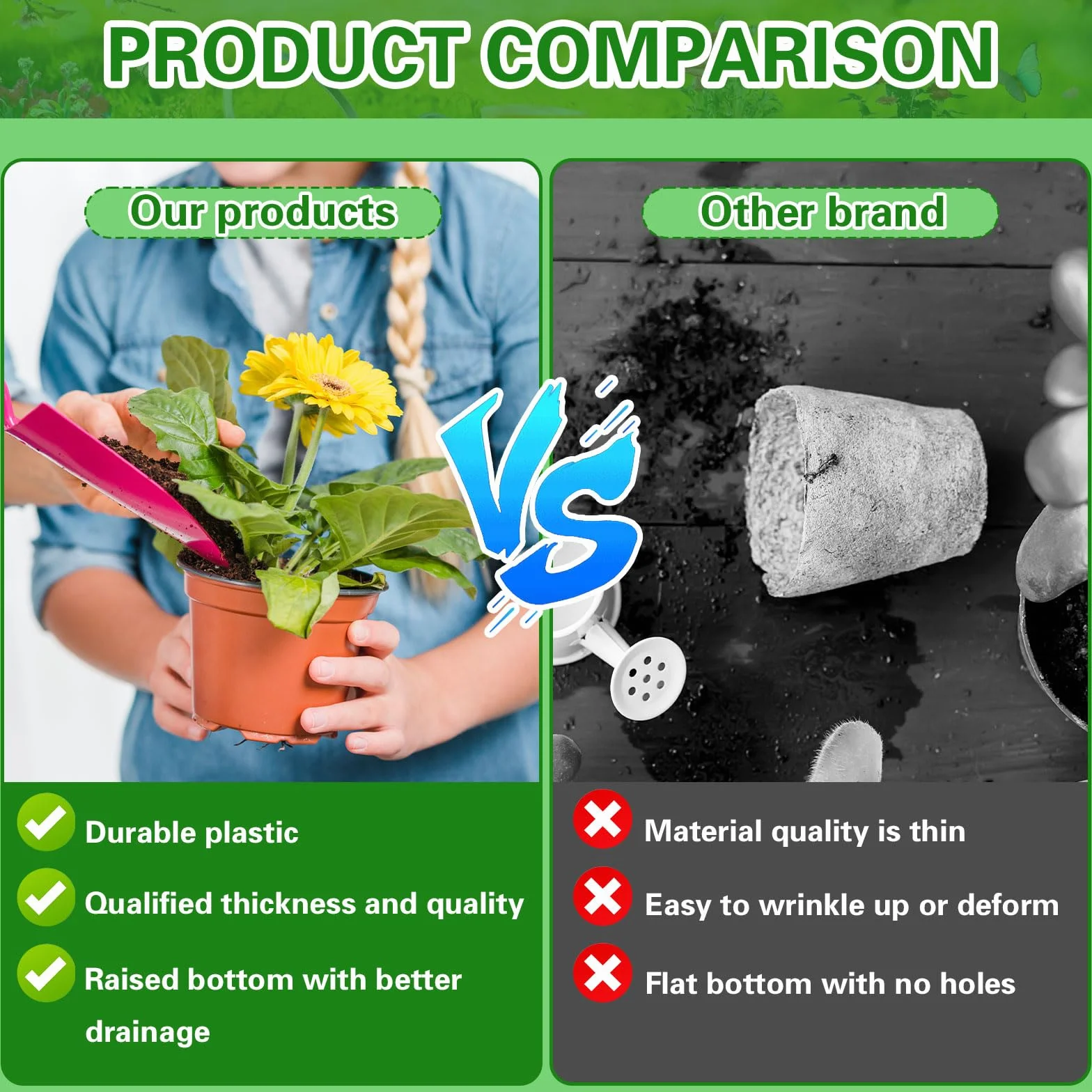 Pot de Fleur Plastique 10cm avec 100 Étiquettes, Pot Semis Réutilisable pour Plantation Intérieure et Extérieure