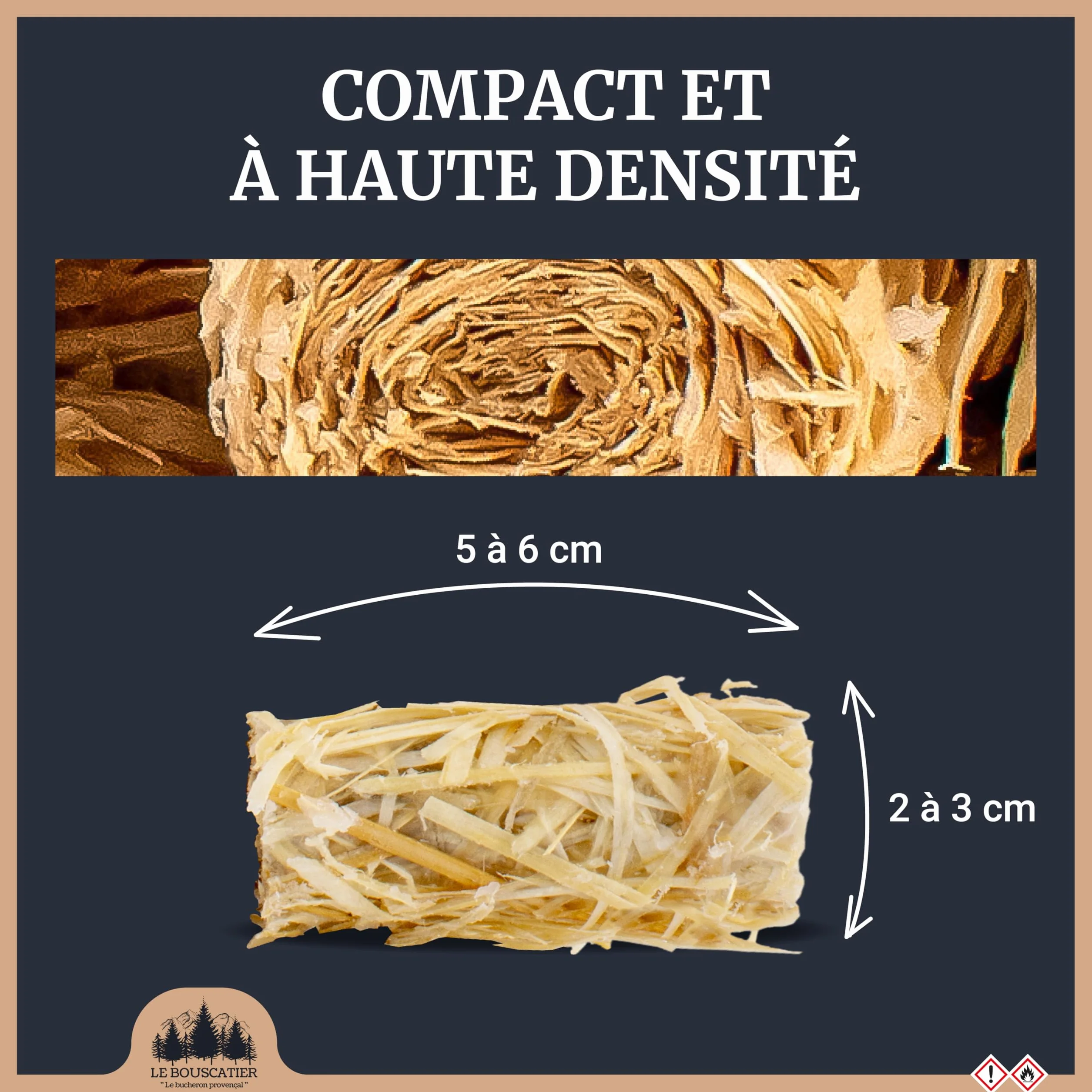 Allume-feu écologique Laine et Cire de Bois 100% naturels 160/170 Gros Calibre pour cheminée poêle barbecue brasero