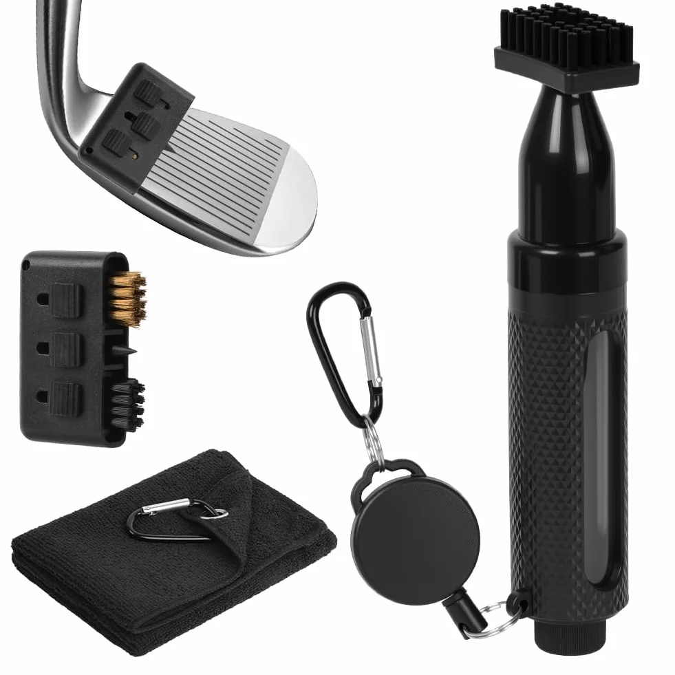 flintronic Kit de Nettoyage pour Club de Golf avec Brosse et Serviette Microfibre
