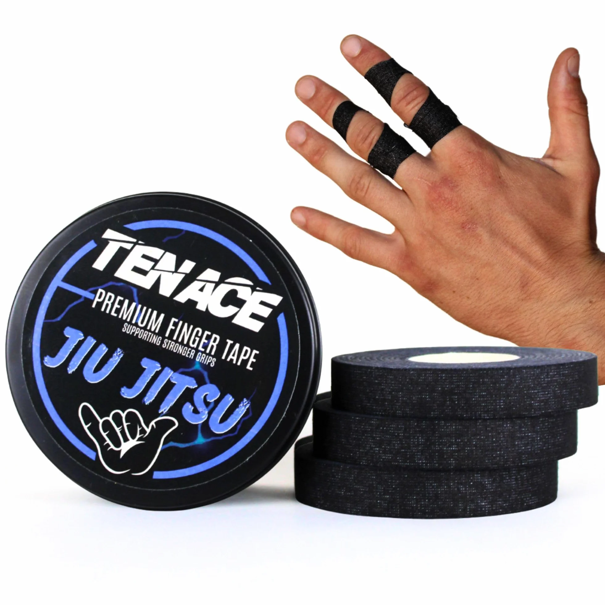Tenace Tape 3 Rouleaux 1.25cm x 30m Jiu Jitsu - Strap pour Doigts BJJ, MMA et Grappling - Protection et Support pour Doigts