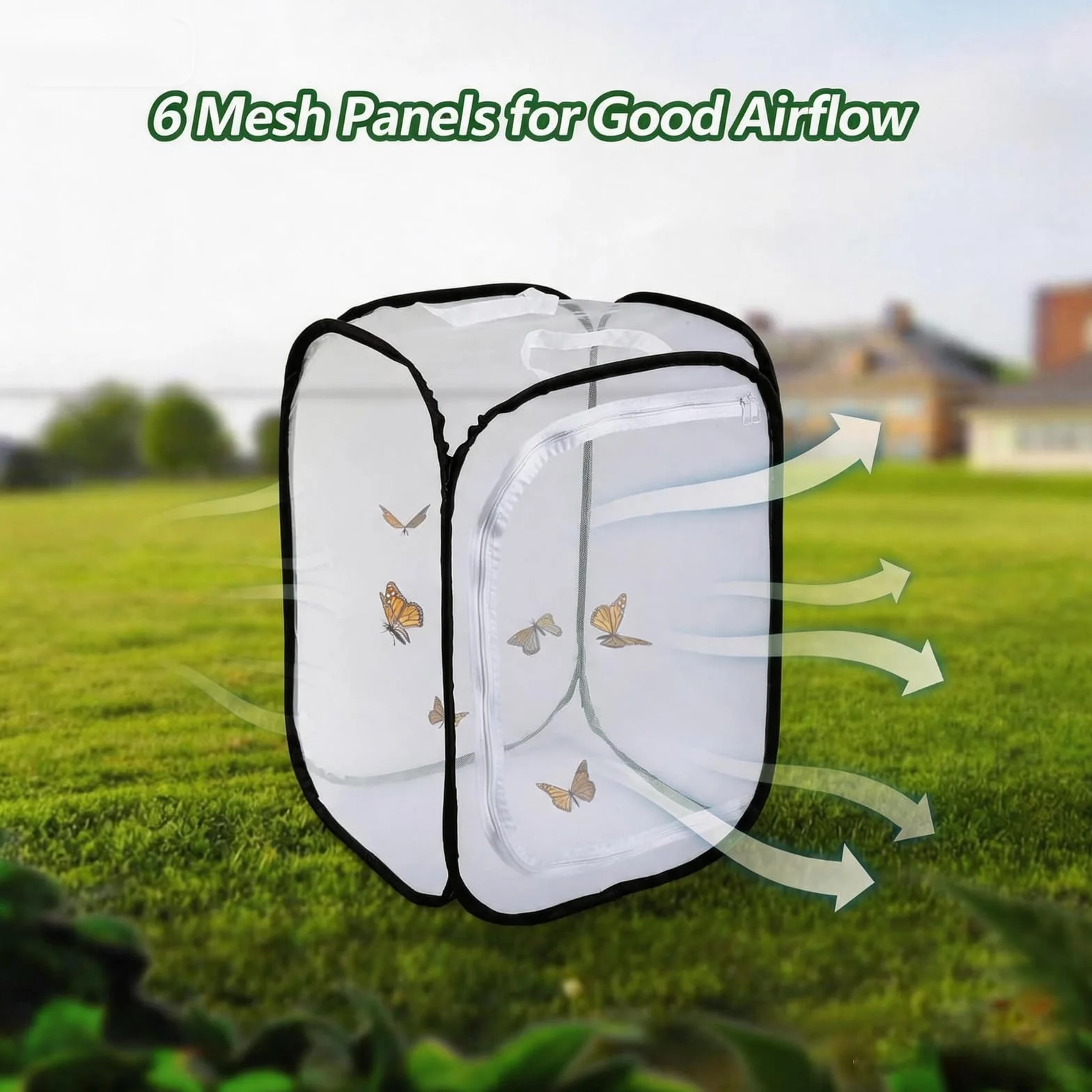 Cage d'habitat pour Insectes et Papillons, Pliable, Portable, 40x40x60cm, Blanc-Noir