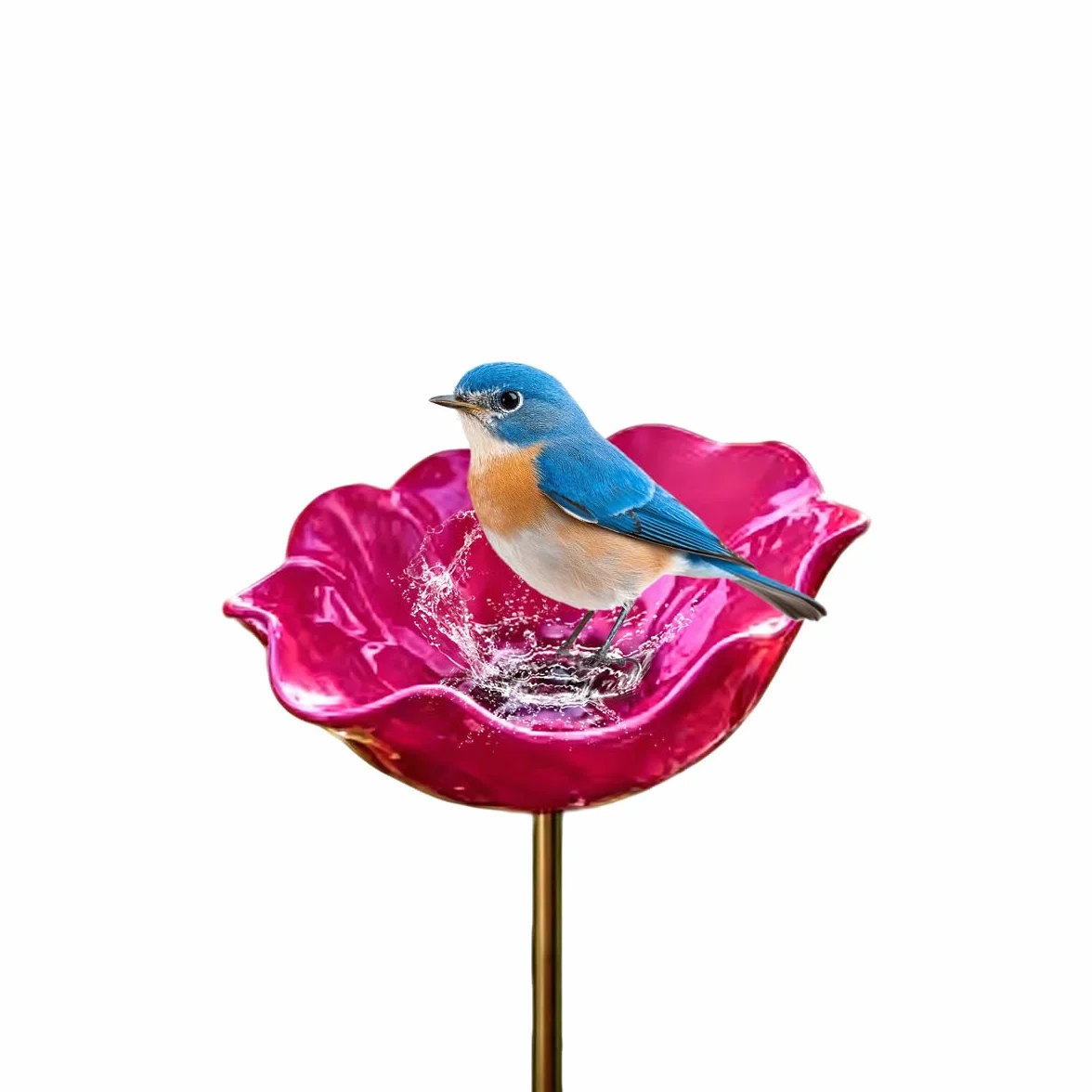 Jardinière de Jardin en Métal Faite à la Main, Bassin pour Oiseaux et Fleurs d'Extérieur, Décoration pour Pelouse, Cour et Jardin (Rose Rouge)