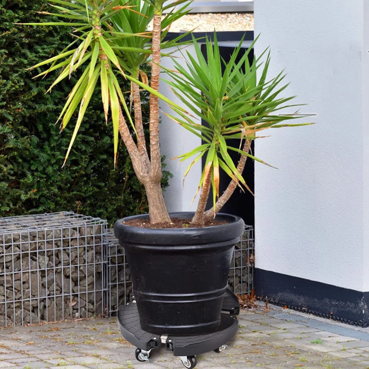 Support Plante à Roulettes Réglable 38-58CM 200KG Porte Plante Robuste Extérieur Intérieur