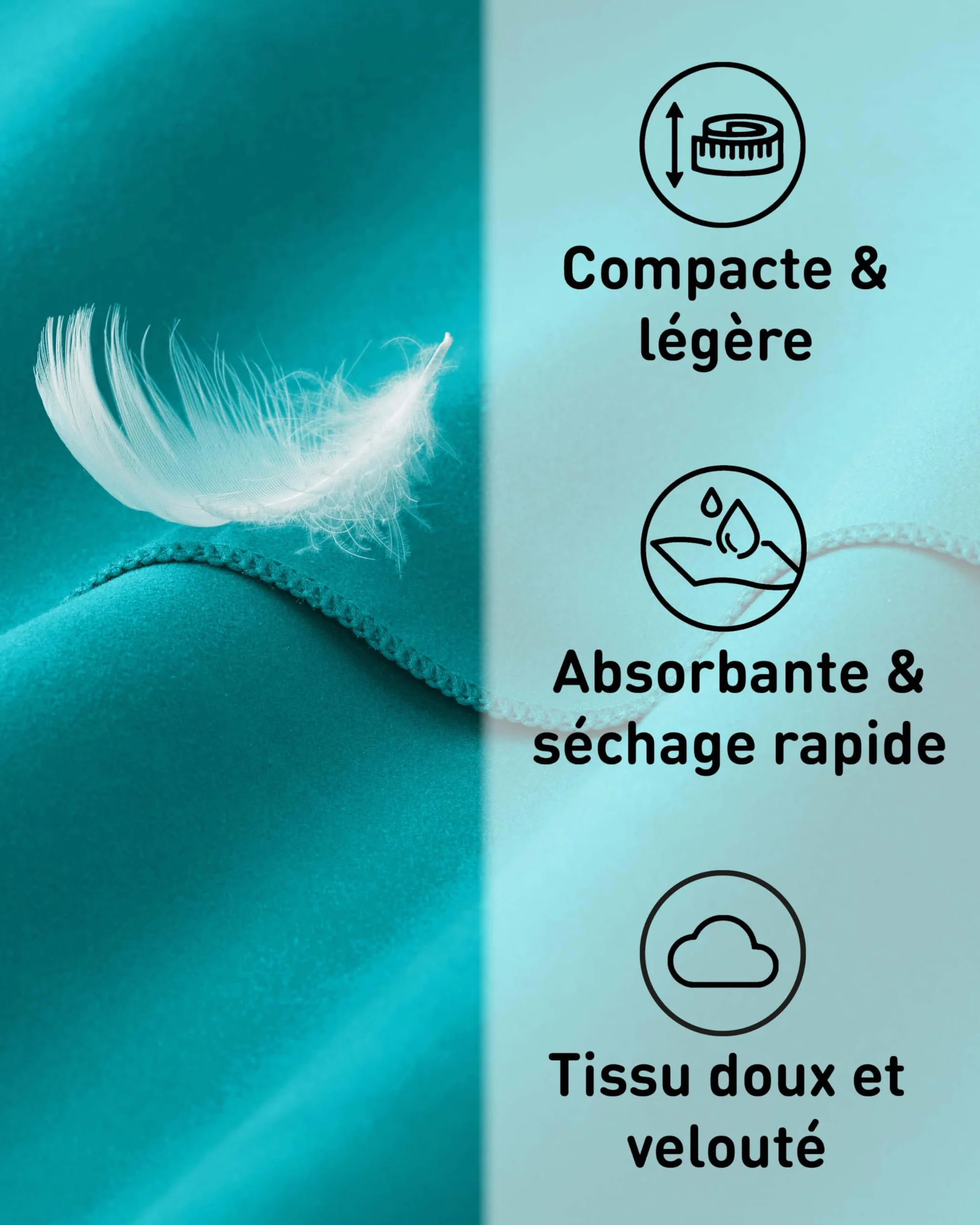 Fit-Flip Serviette Microfibre – compacte, Ultra-légère et Rapidement sèche – Serviette de Bain Microfibre – Serviettes pour Sport Musculation, Piscine, Voyages, Natation et Plage