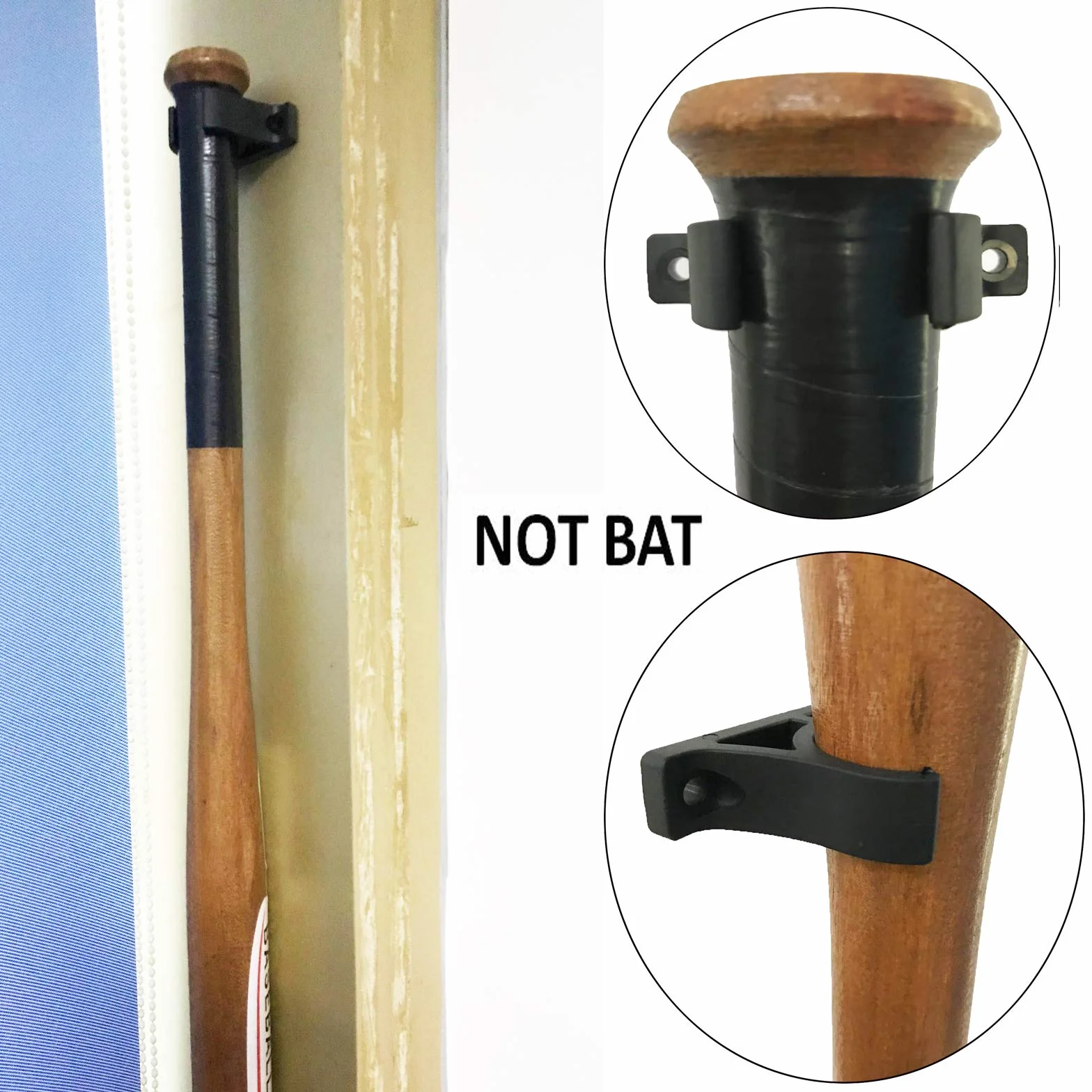 Pmsanzay Lot de 2 supports muraux universels verticaux pour batte de baseball, softball, support mural – Peut contenir 2 battes – Facile à installer – Matériel inclus – Pas de raquette