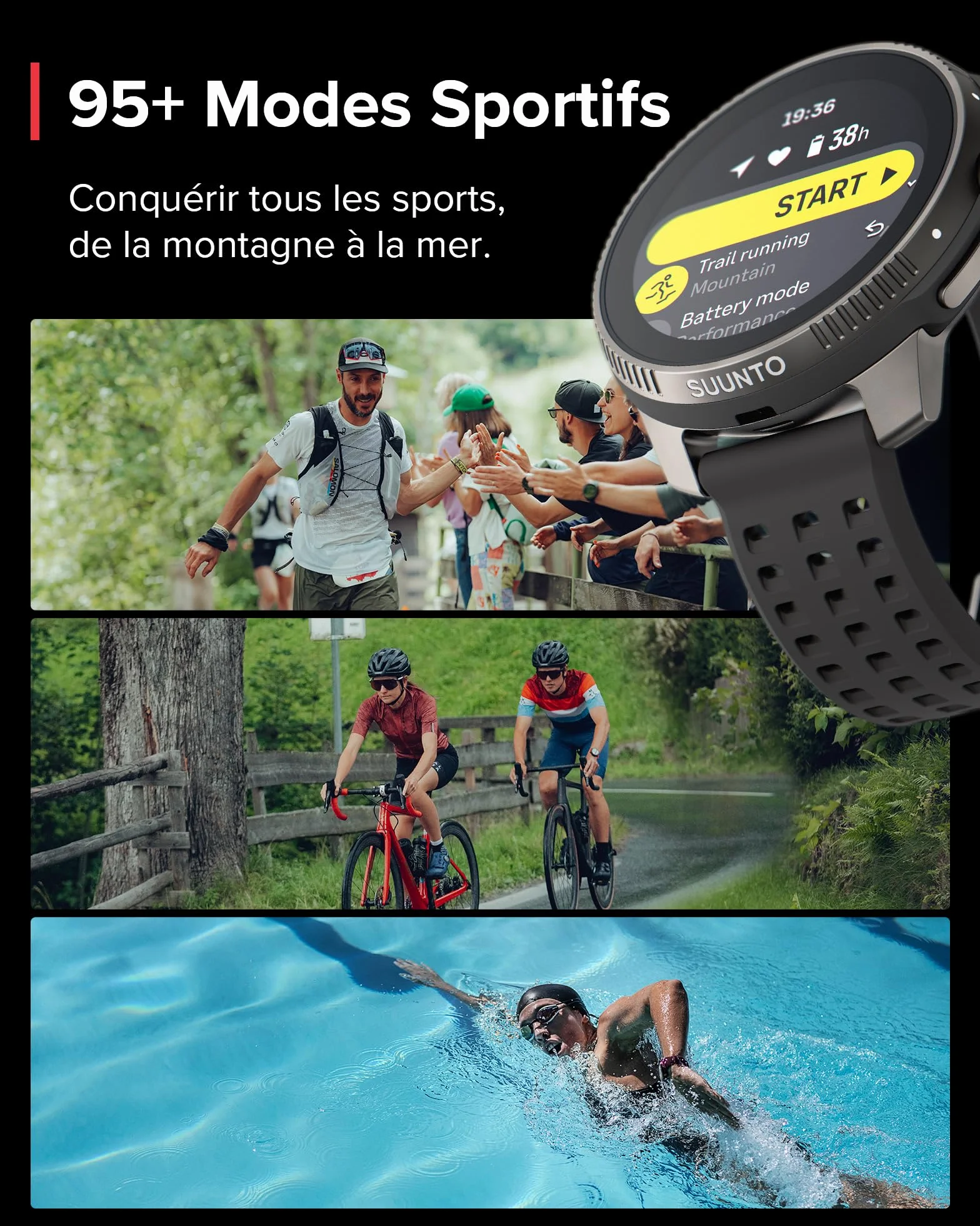 SUUNTO Race Montre de Sport GPS Homme Femme, Bi-Band GNSS, Carte Hors Ligne, Écran Tactile AMOLED, Autonomie 26 Jours