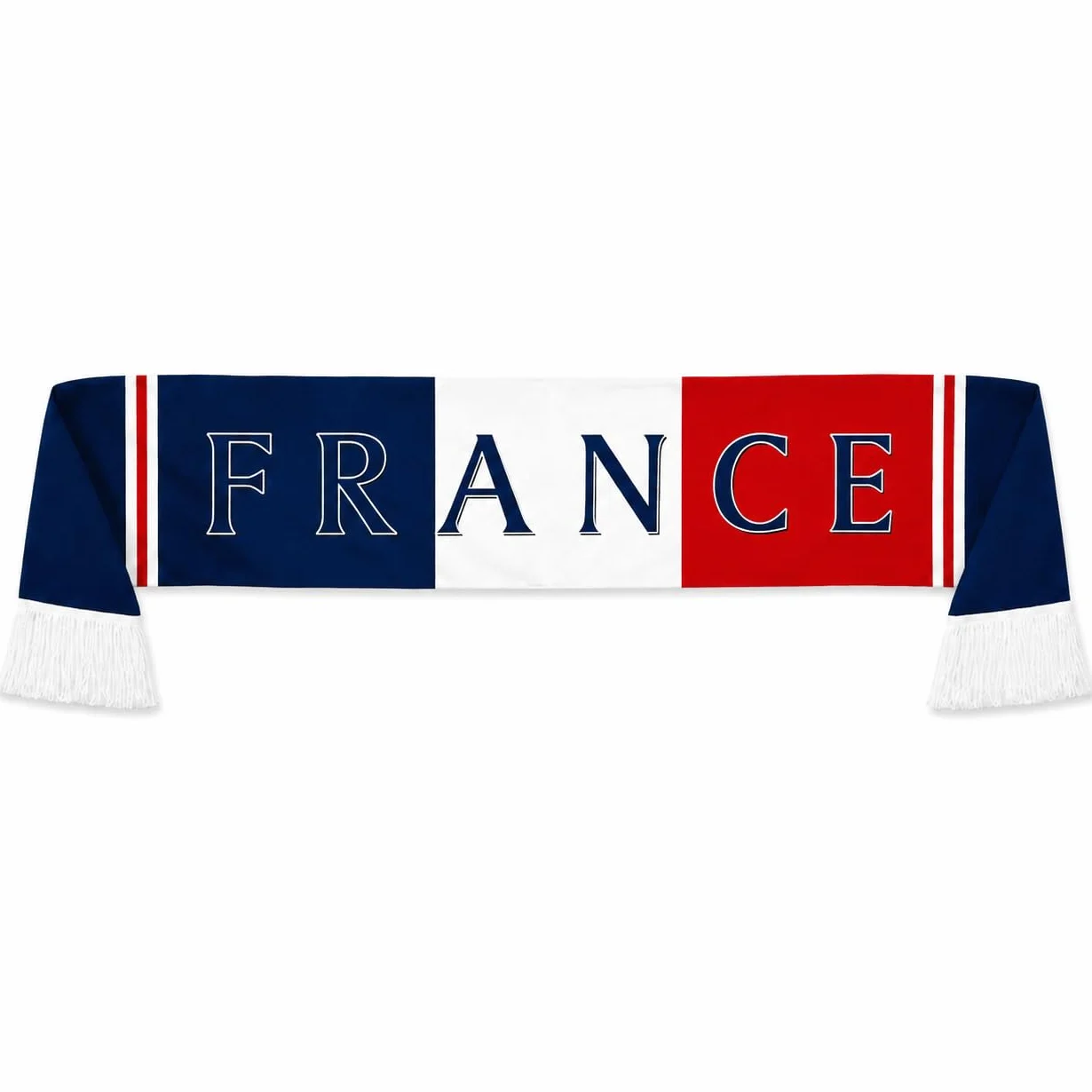 Lot De 1 Écharpe Fan France – Écharpe Tricolore Avec Logo France, Longue Écharpe Tressée Pour Hommes & Femmes, Parfaite Pour Matchs De Foot, Fan Party & Stade