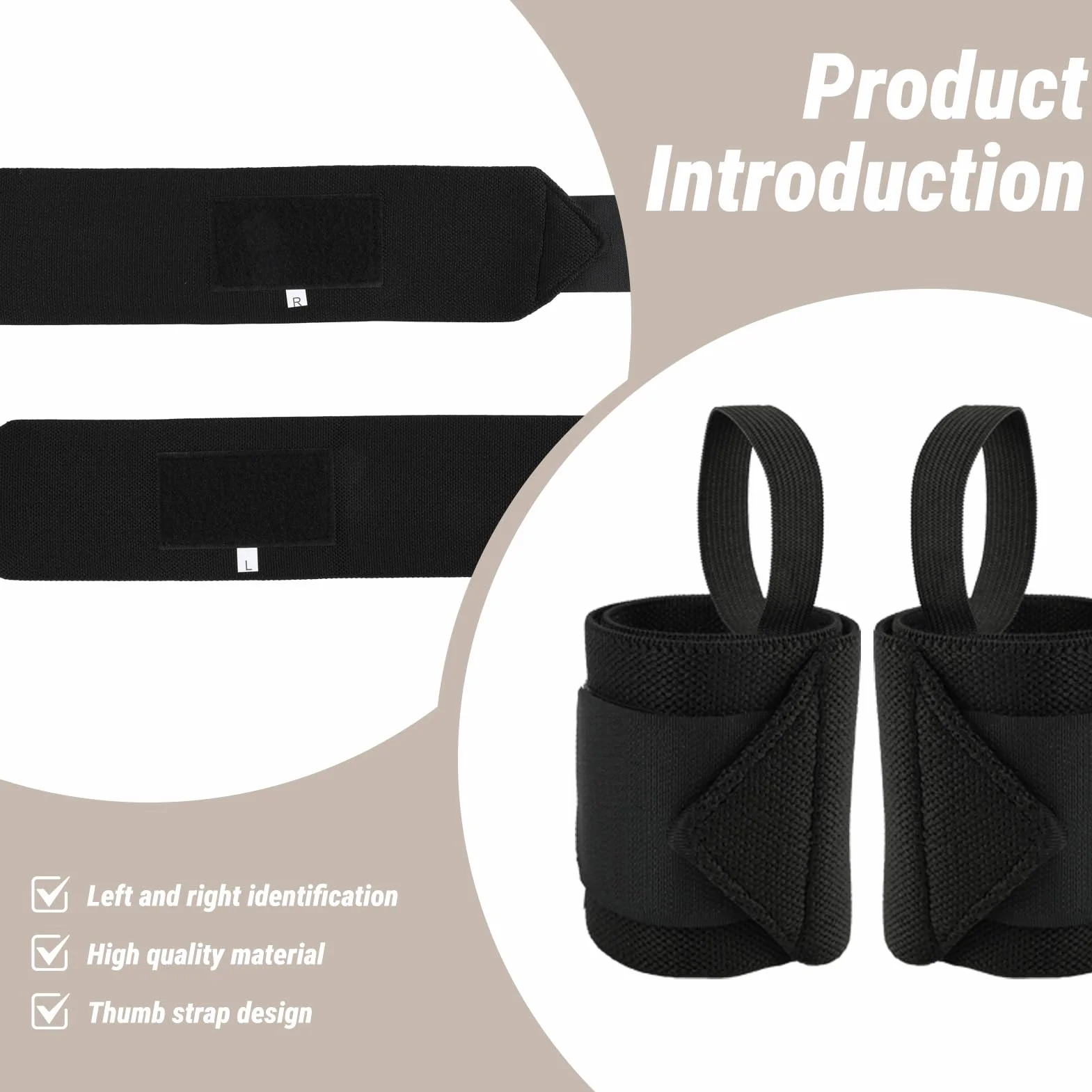 Bande Poignet Musculation 46,1cm,Noir,Soutien Poignet,Cuff Musculation Ajustable,Maintien Poignet pour Homme et Femme Stabilité Lors de l'entraînement à la Salle de Sport et à la Maison Gym