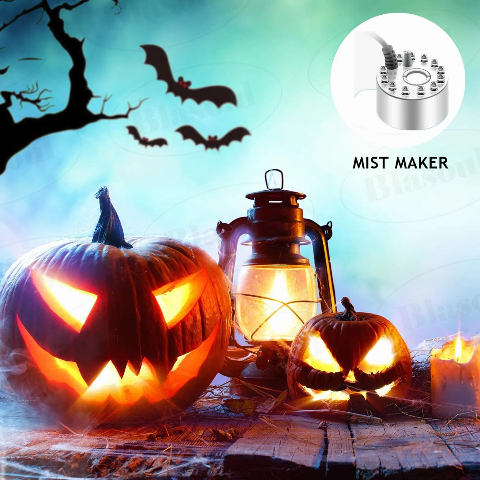 Machine à Brouillard 12 LED Brumisateur Fontaine Intérieur Atomiseur Air Décoration Halloween Noël