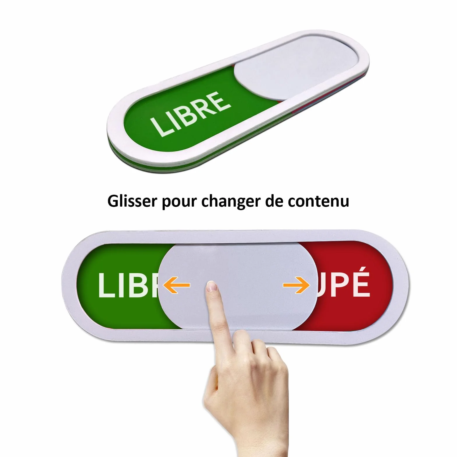 Panneaux LIBRES OCCUPÉS Plaque coulissante Auto-inscription Officiels Bureau (Français LO) Lot de 2