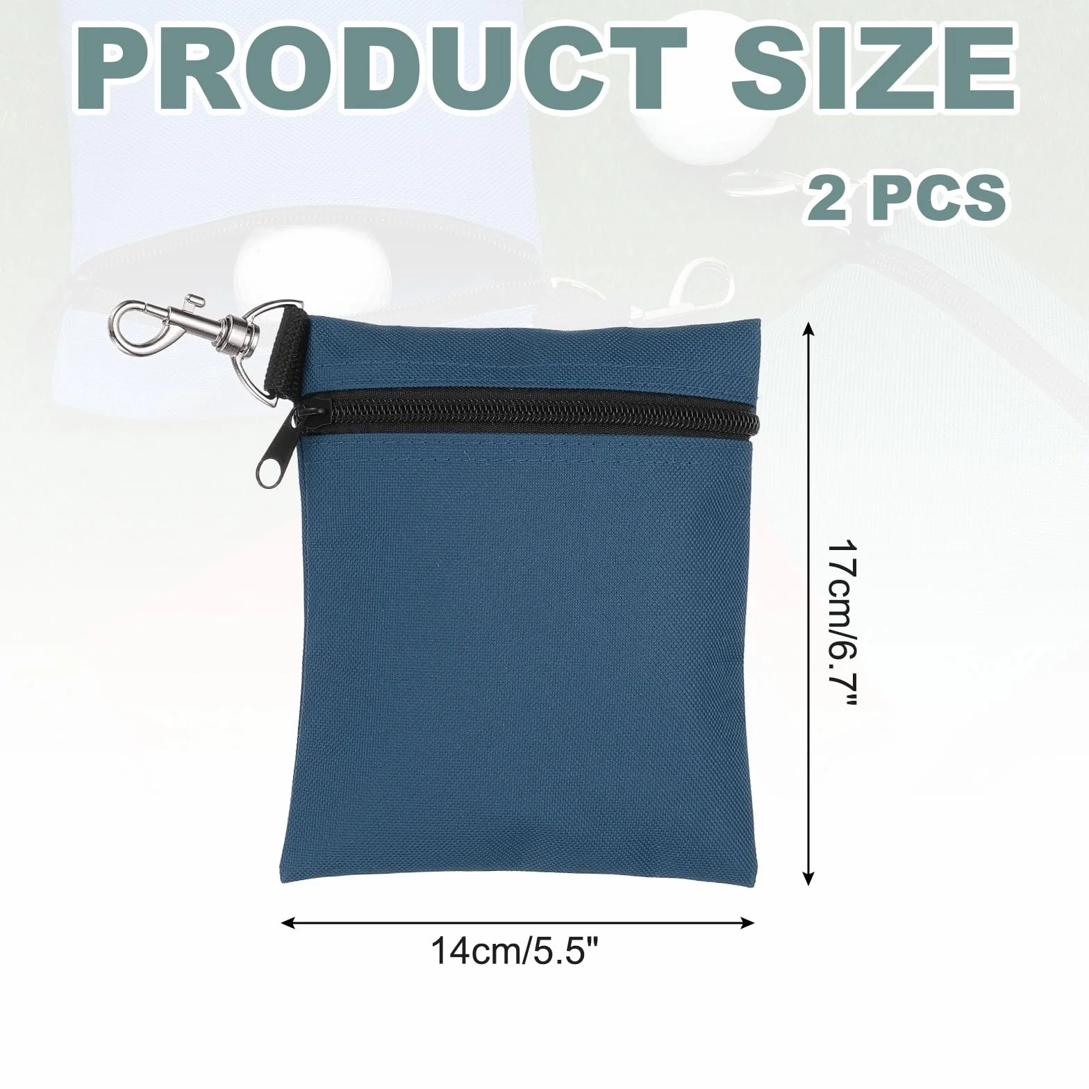 Pochette pour Tee de Golf QUARKZMAN 2 Pièces 5.5" x 6.7" Professionnelle avec Fermeture Éclair Bleu Foncé