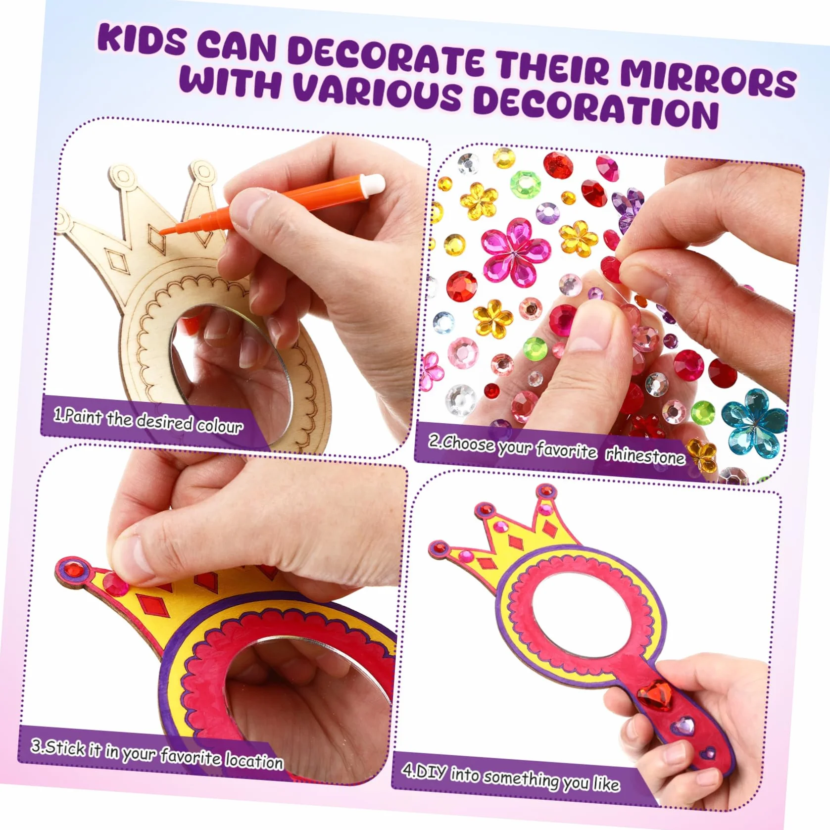 SHINEOFI Kit De Bricolage Miroirs Bois Accessoires Décoratifs Pour Activités Manuelles