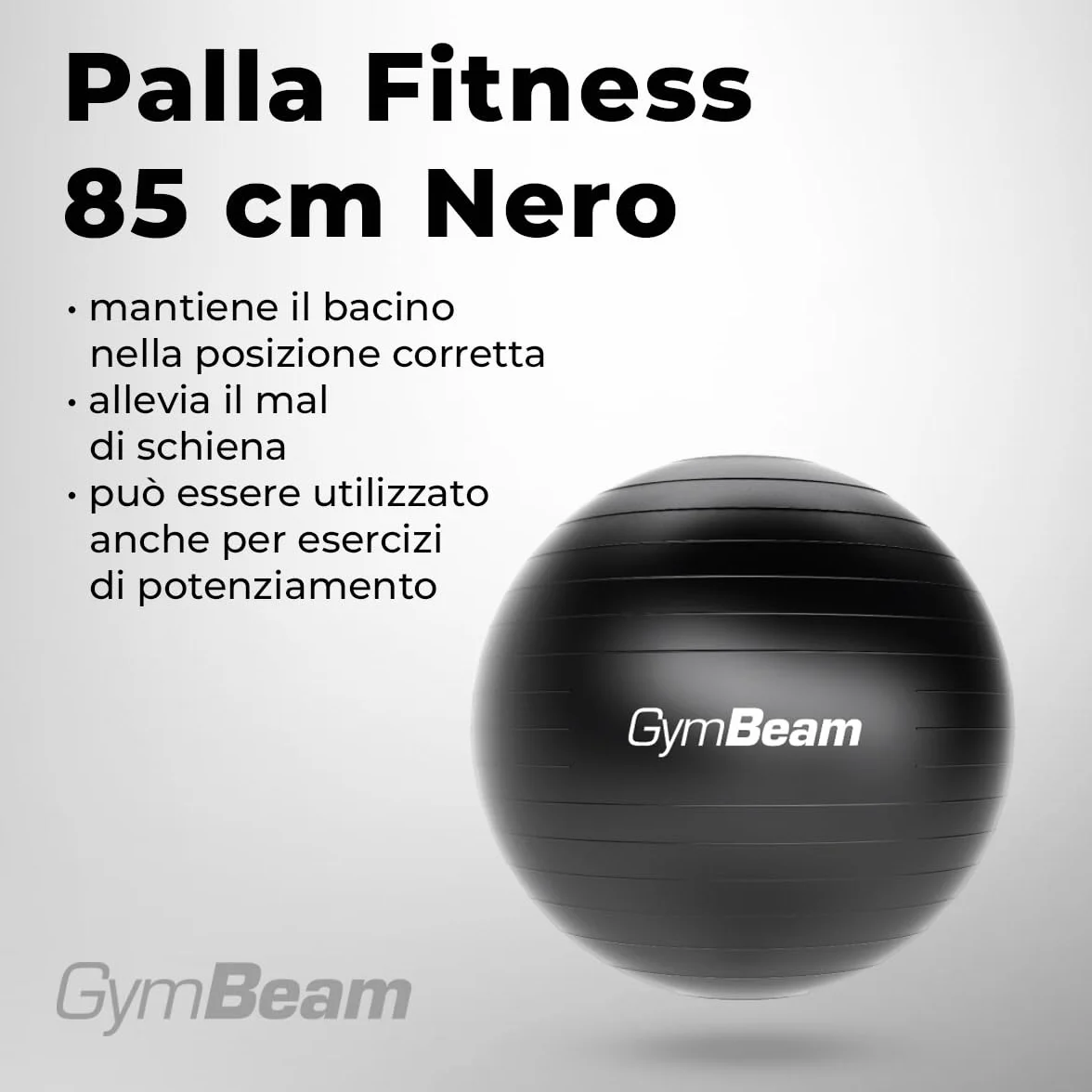 GymBeam Ballon de gymnastique 85 cm – Pompe incluse – Améliore la stabilité et le contrôle du corps, soulage les maux de dos, convient pour les exercices de renforcement et la prévention des maux de