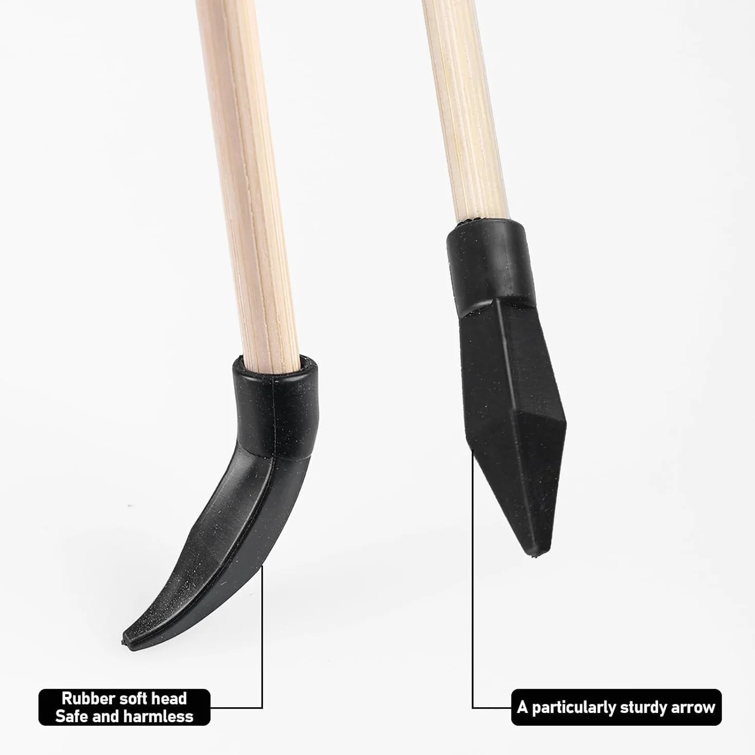 Flèches en bois 45 cm pour tir à l'arc, lot de 20 avec embouts caoutchouc, bambou sécurité débutants