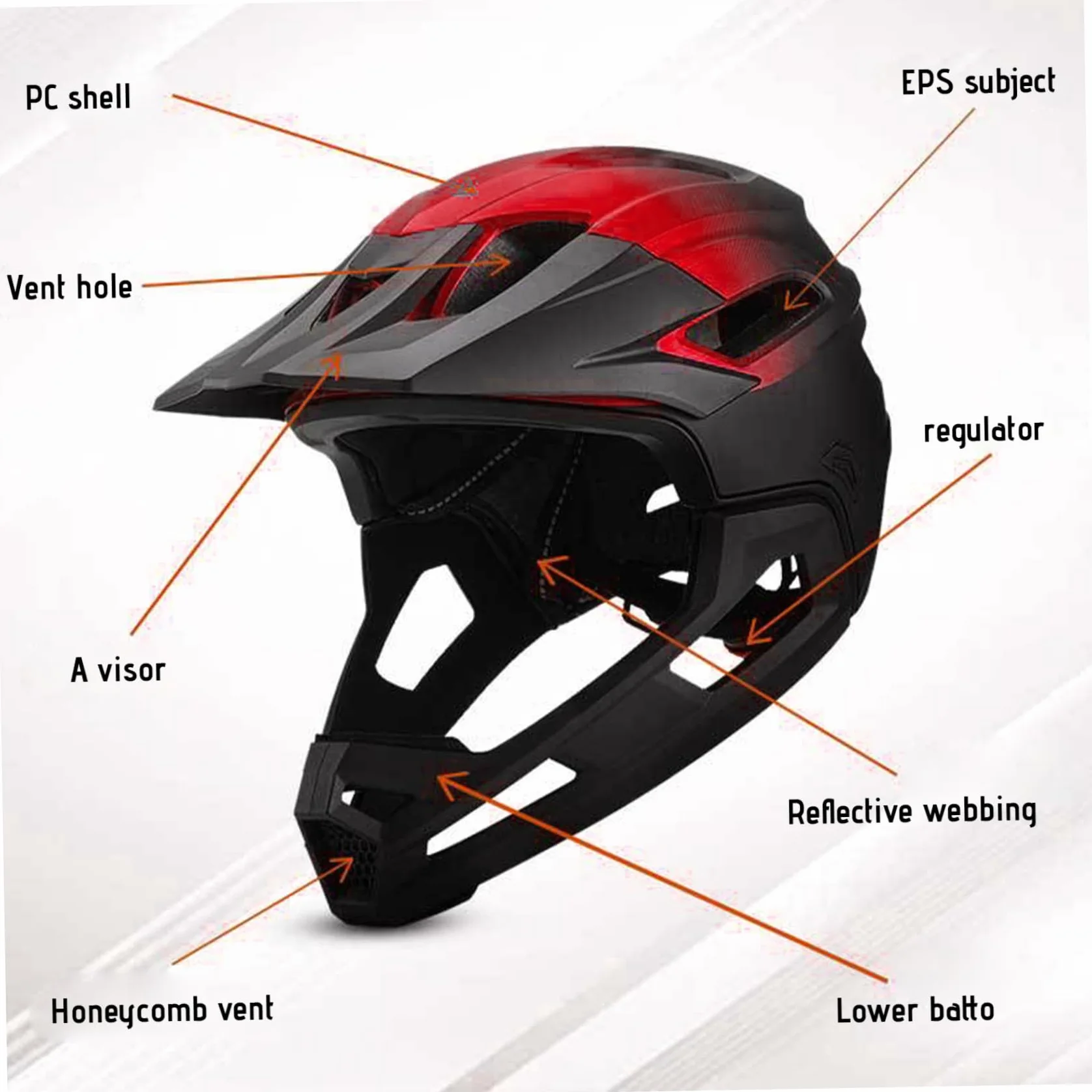 Casque intégral vélo Amovible Absorbant Chocs Protection Respirant réglable Montagne Adulte