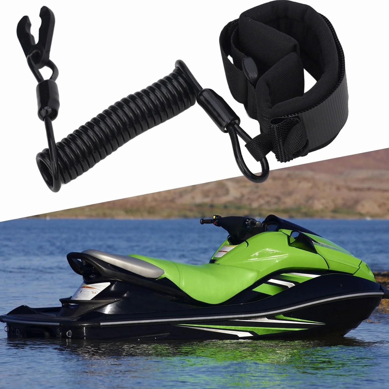 Lanière de sécurité pour jet ski JT900 JT1100 solide en polyuréthane avec design flottant et protection en caoutchouc