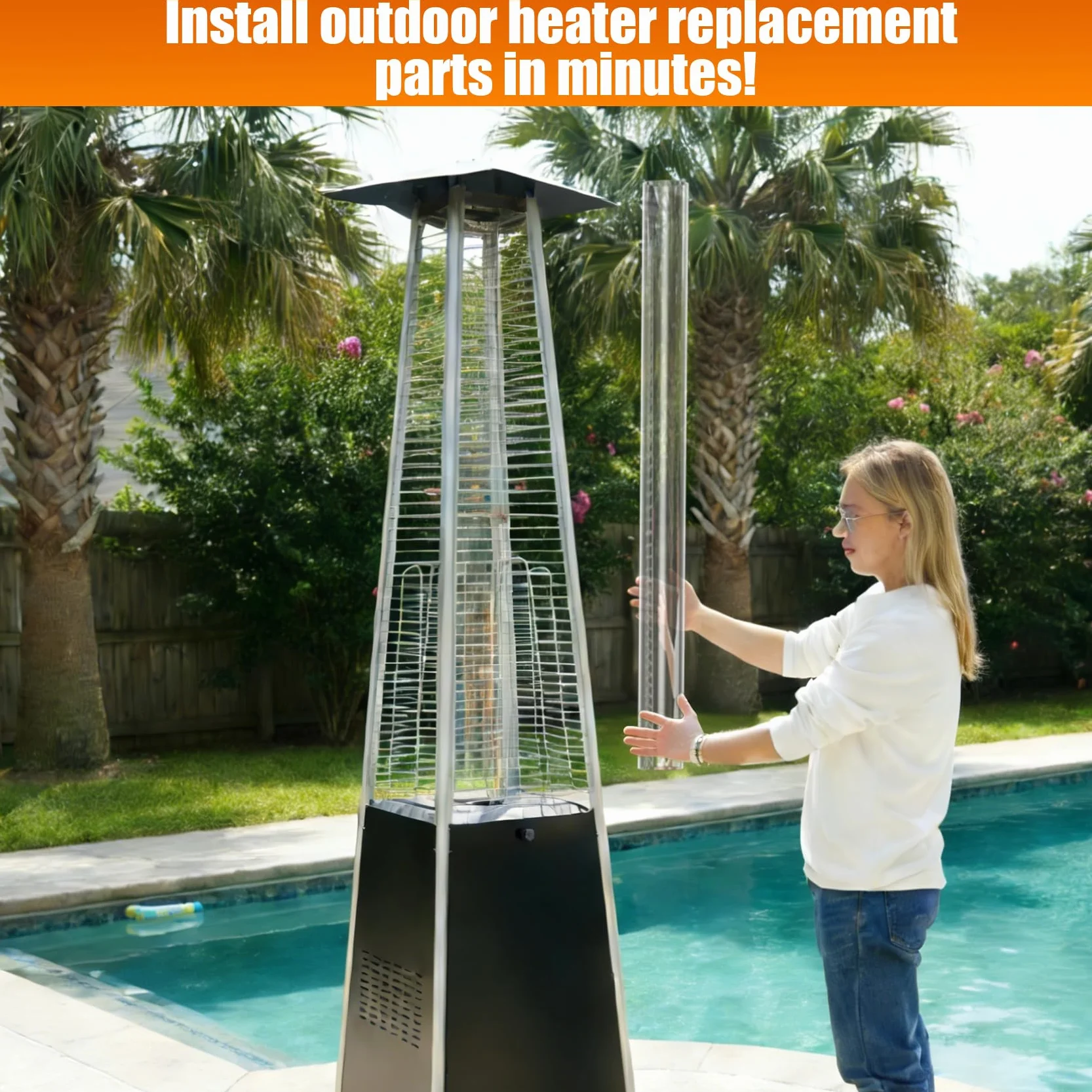 Onlyfire Tube en Verre de Remplacement 125 x 10 cm pour Parasol Chauffant et Poêle à Granulés, Diamètre 100 mm