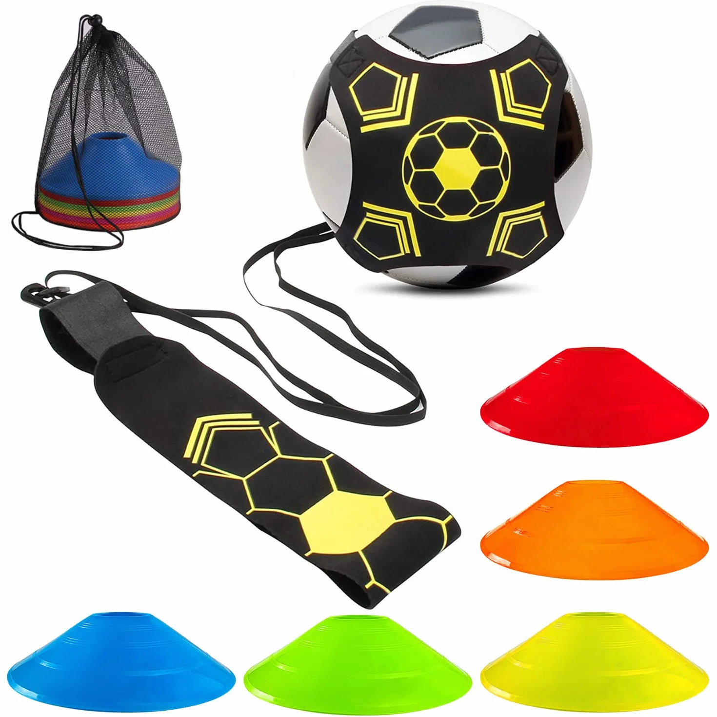 Ceinture d'entraînement football ajustable avec élastique 10 plots pour enfant adulte ballon foot volleyball rugby