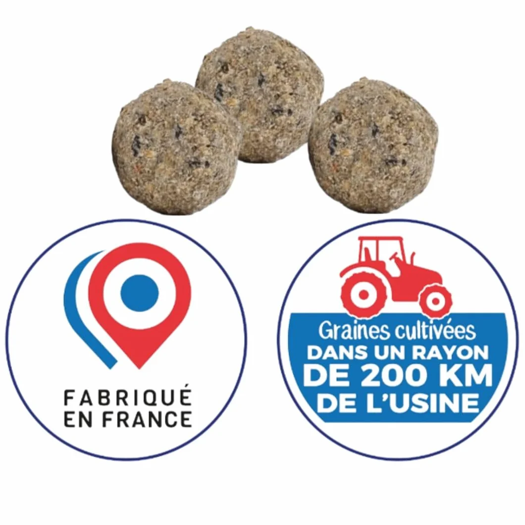 Boules Graisse VÉGÉTALE pour Oiseaux du Jardin – Fabriqué en France – 200 Boules sans Huile de Palme