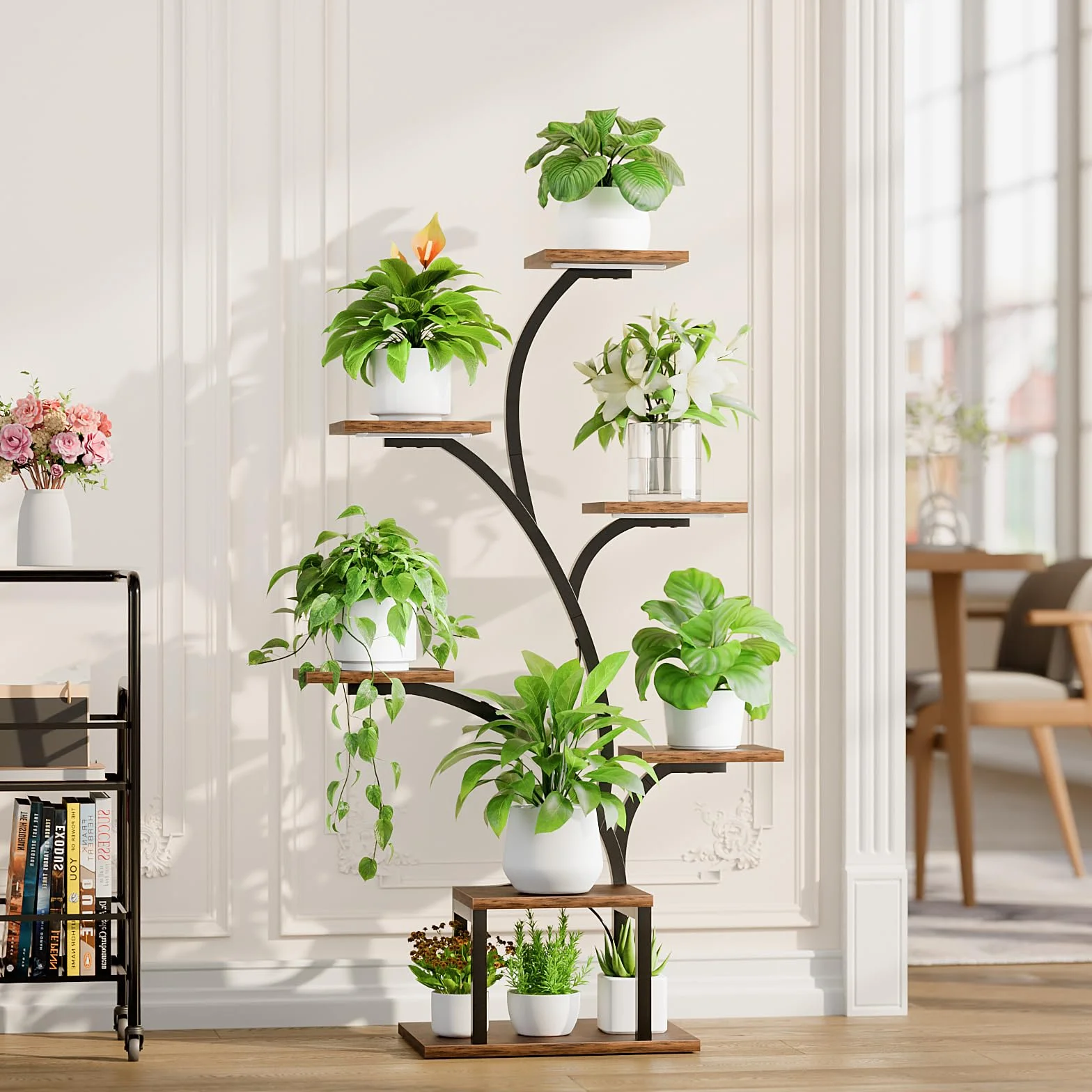 BACEKOLL Support pour plantes d'intérieur avec lampes de croissance, étagère à 7 niveaux, en métal en forme d'arbre