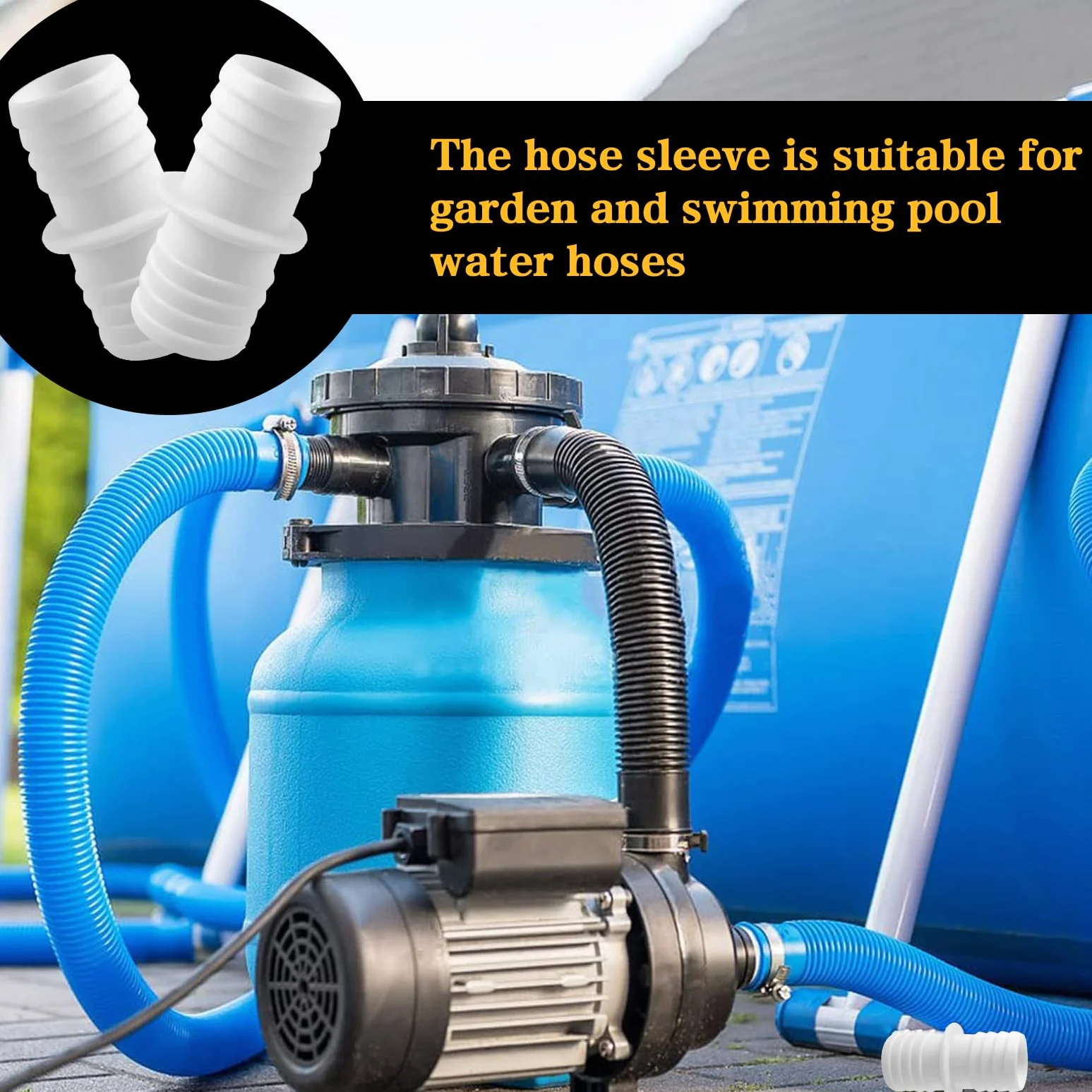 Raccords de tuyau 32 mm Lot de 4 avec 8 colliers de serrage Adaptateur double pour piscine