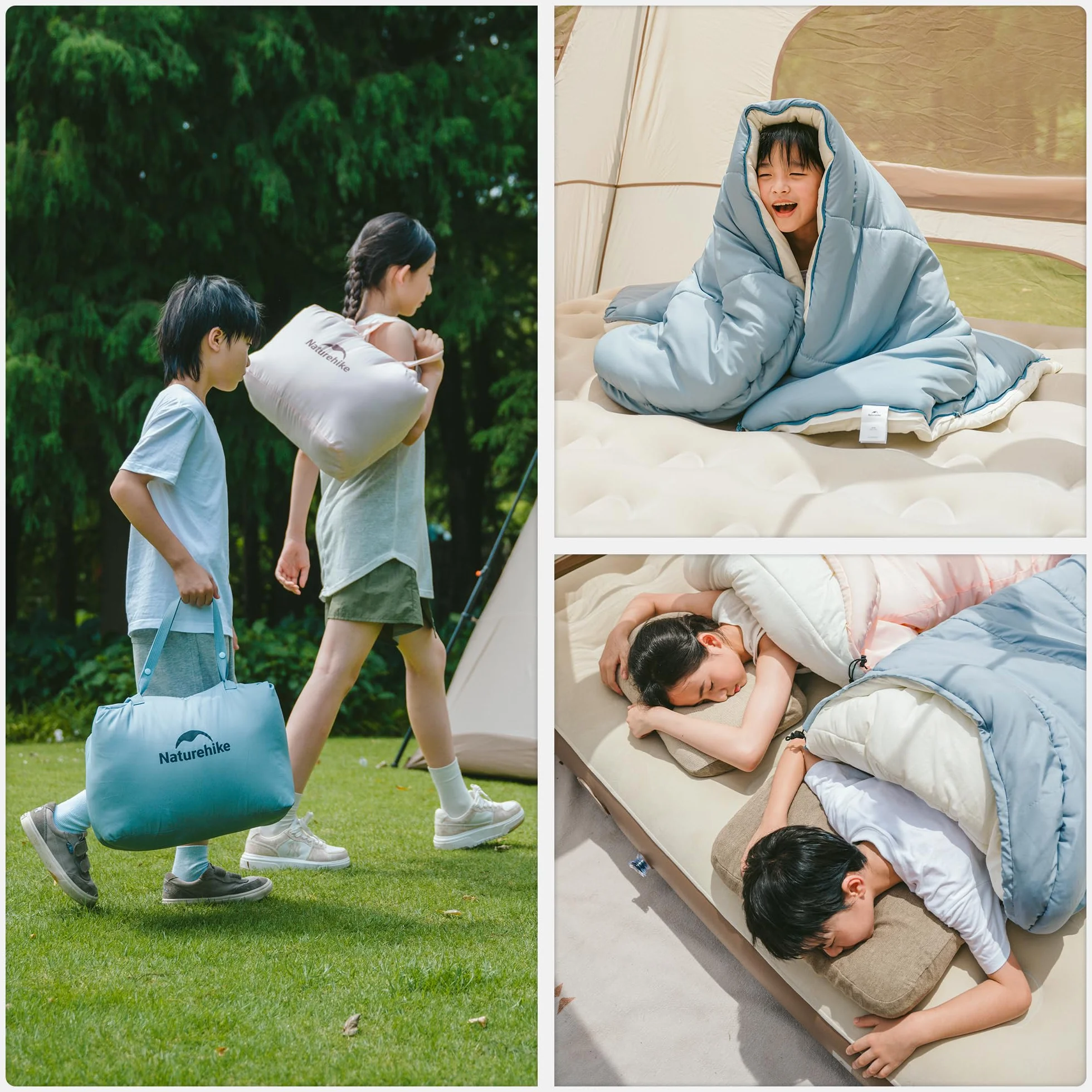 Naturehike Sac de couchage chaud pour enfant, avec coutures extensibles, 190 x 75 cm