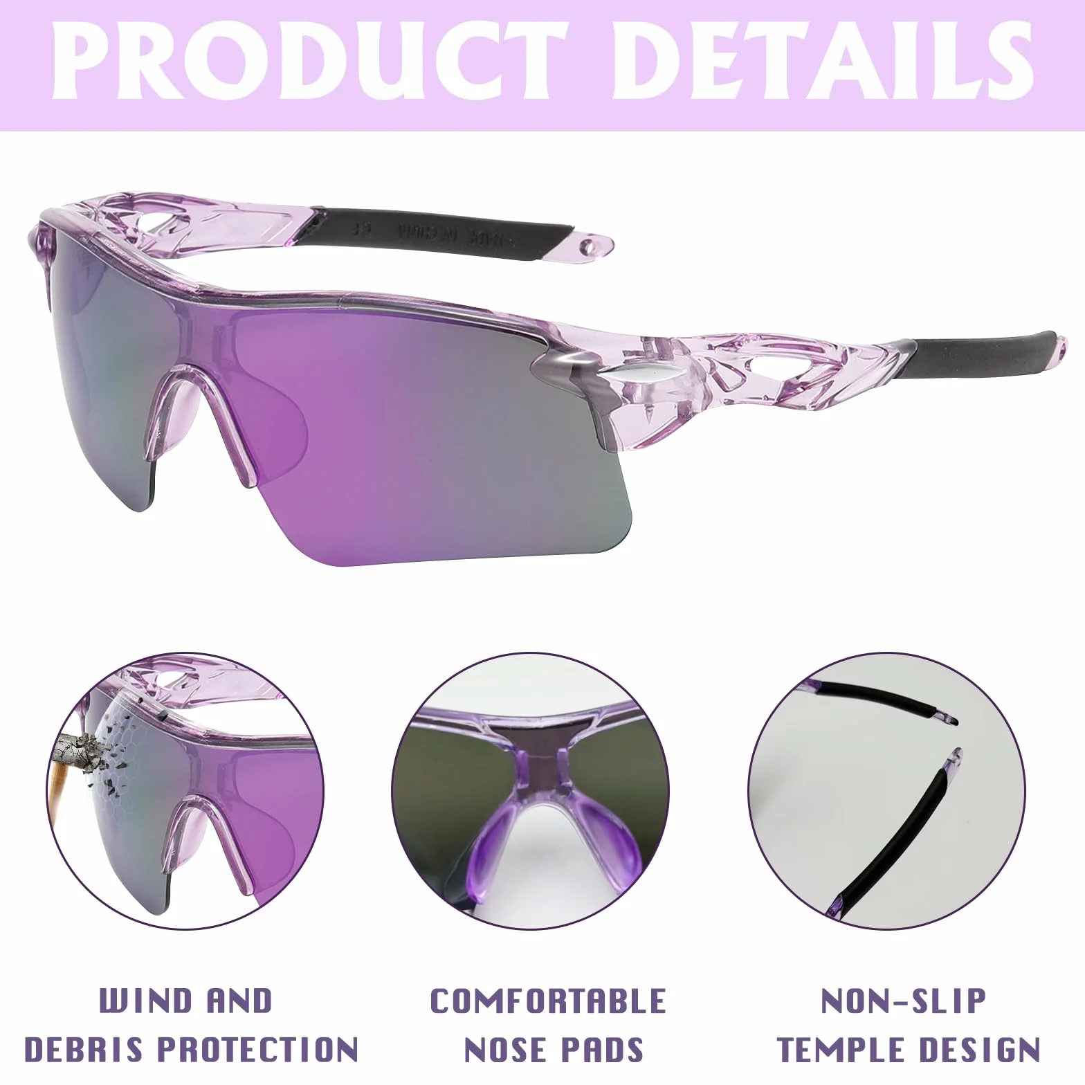 2Pcs Lunette de Vitesse, Lunettes de Soleil Femme Homme Sport Lunette Velo Protection UV400 Lunettes de Cyclisme Coupe-Vent pour Activités de Plein Air Cyclisme Conduite,Avec 2 Cordon lunettes
