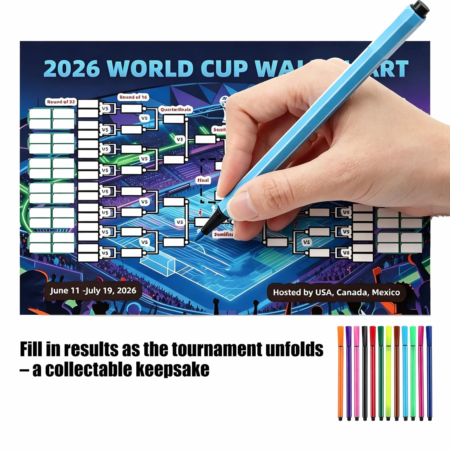 90 * 60cm Poster Coupe du monde de football 2026 Décoration pour fête de la Coupe du Monde Pour Les Fans De Football Et Faire La FêTe Crochets inclus