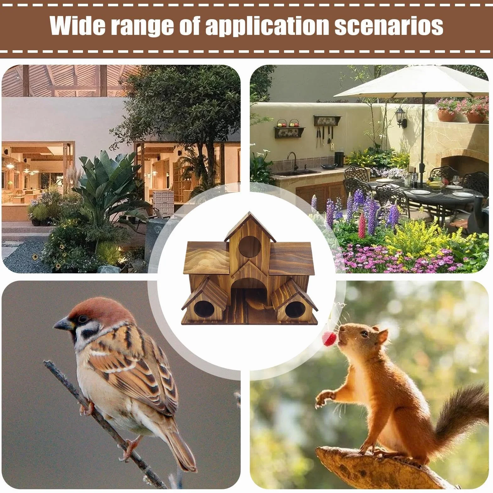 Maison Oiseaux Bois Grande Rustique Extérieur Nidification Cintre Oiseaux Sauvages Jardin Balcon