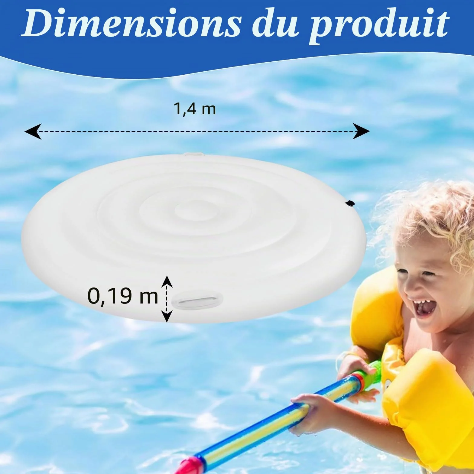 Couvercle de Bain à Remous 138cm PVC Couverture Spa Gonflable Isolation Thermique Pliable Rond Extérieur