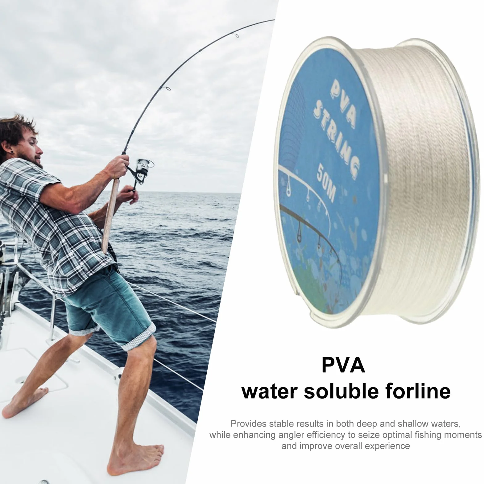 Corde de pêche soluble dans l'eau, fil d'appât blanc, 7,5 x 2,5 cm, accessoires de pêche en rivière