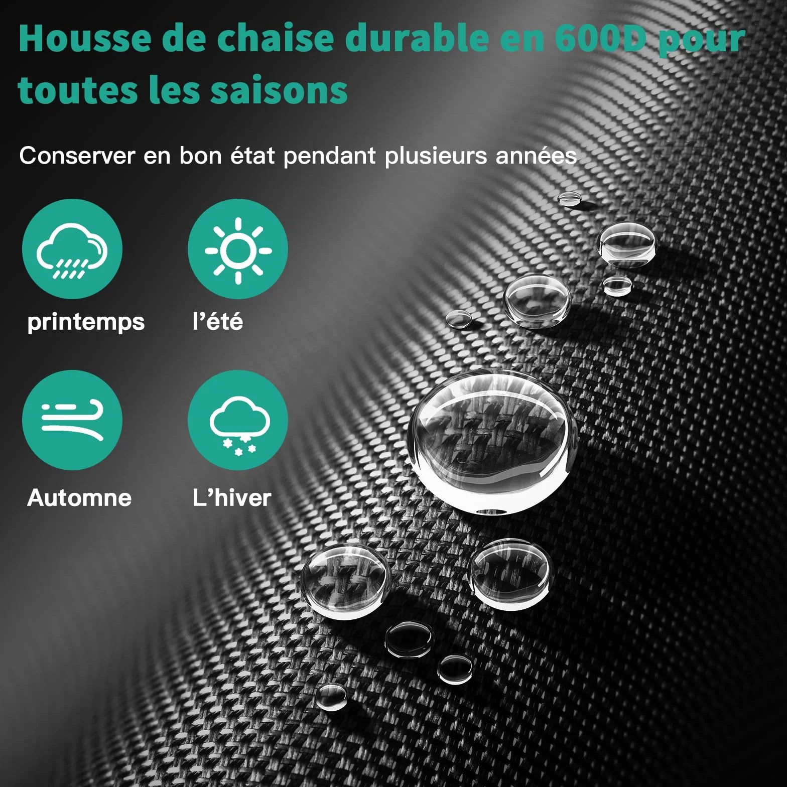 Housse de Protection pour Transat 2Pcs Imperméable Anti-UV Jardin Tissu Oxford 600D Renforcé 200x75x40/70cm Noir
