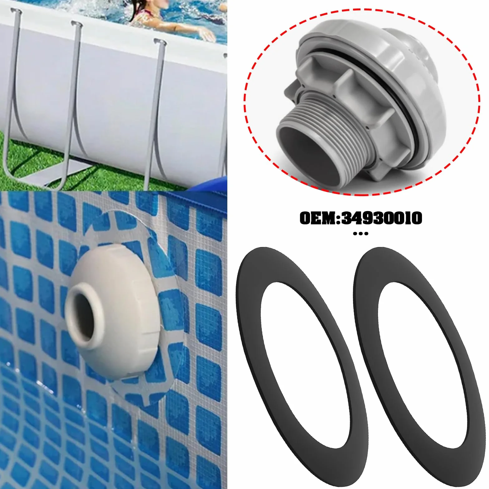 Joints D'étanchéité pour Buse D'entrée Compatible PoolCare 12192 Lot de 2