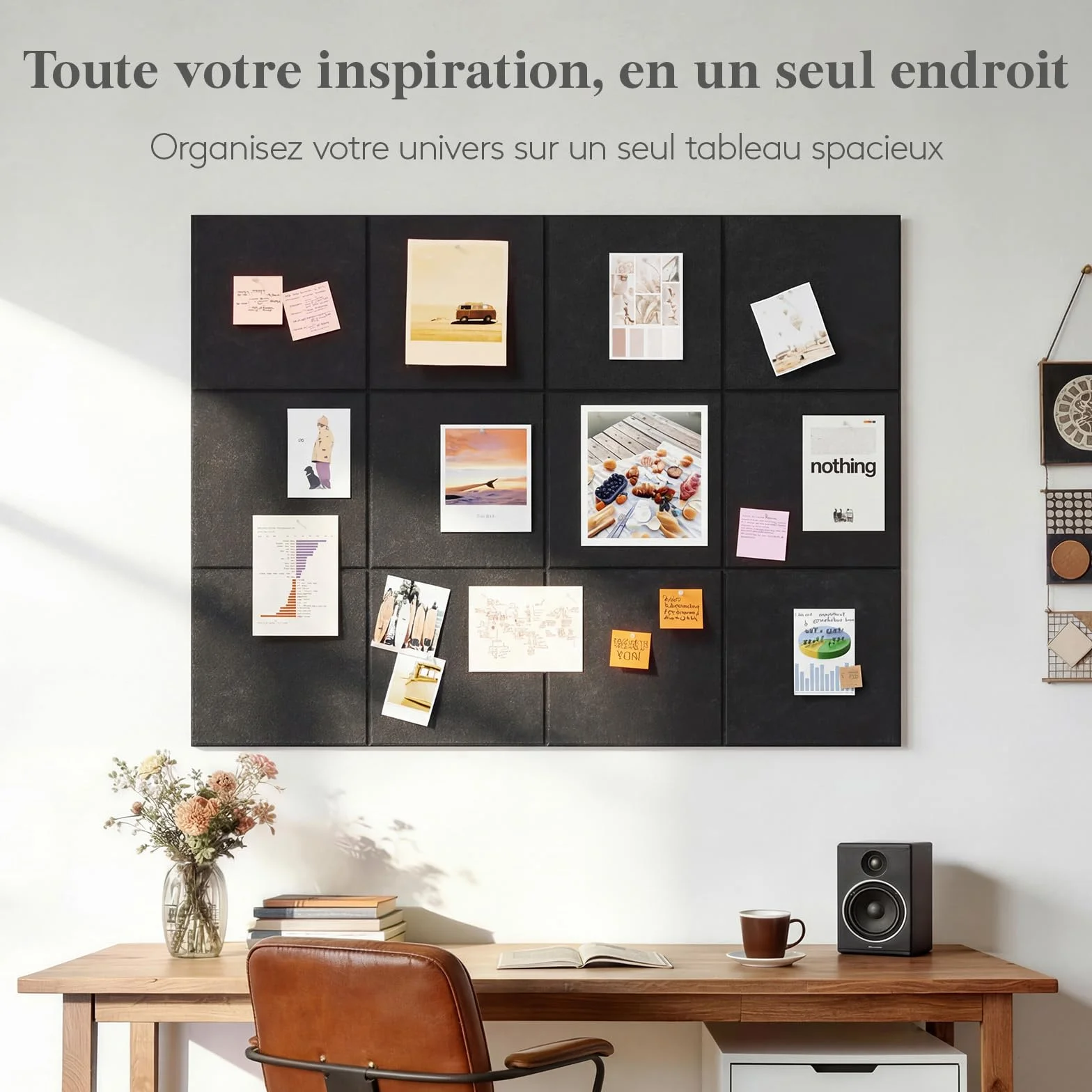 Lifewit Tableau en feutre adhésif décoratif 120x90 cm lot de 12 panneaux beige avoine