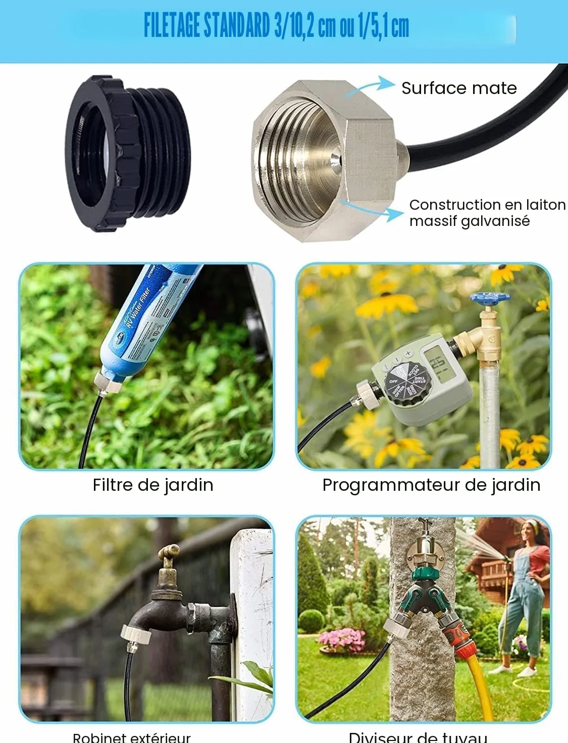 Tesmotor Kit de Refroidissement de Pulvérisation 8M, Système de Brumisation Extérieur avec 9 Buses en Laiton