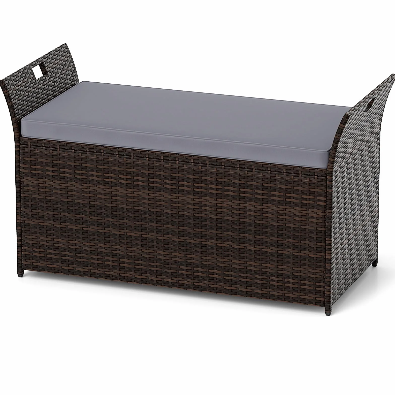 GIANTEX Banc de jardin 2 places rotin synthétique coffre rangement 260 L coussins 125 x 56 x 71 cm