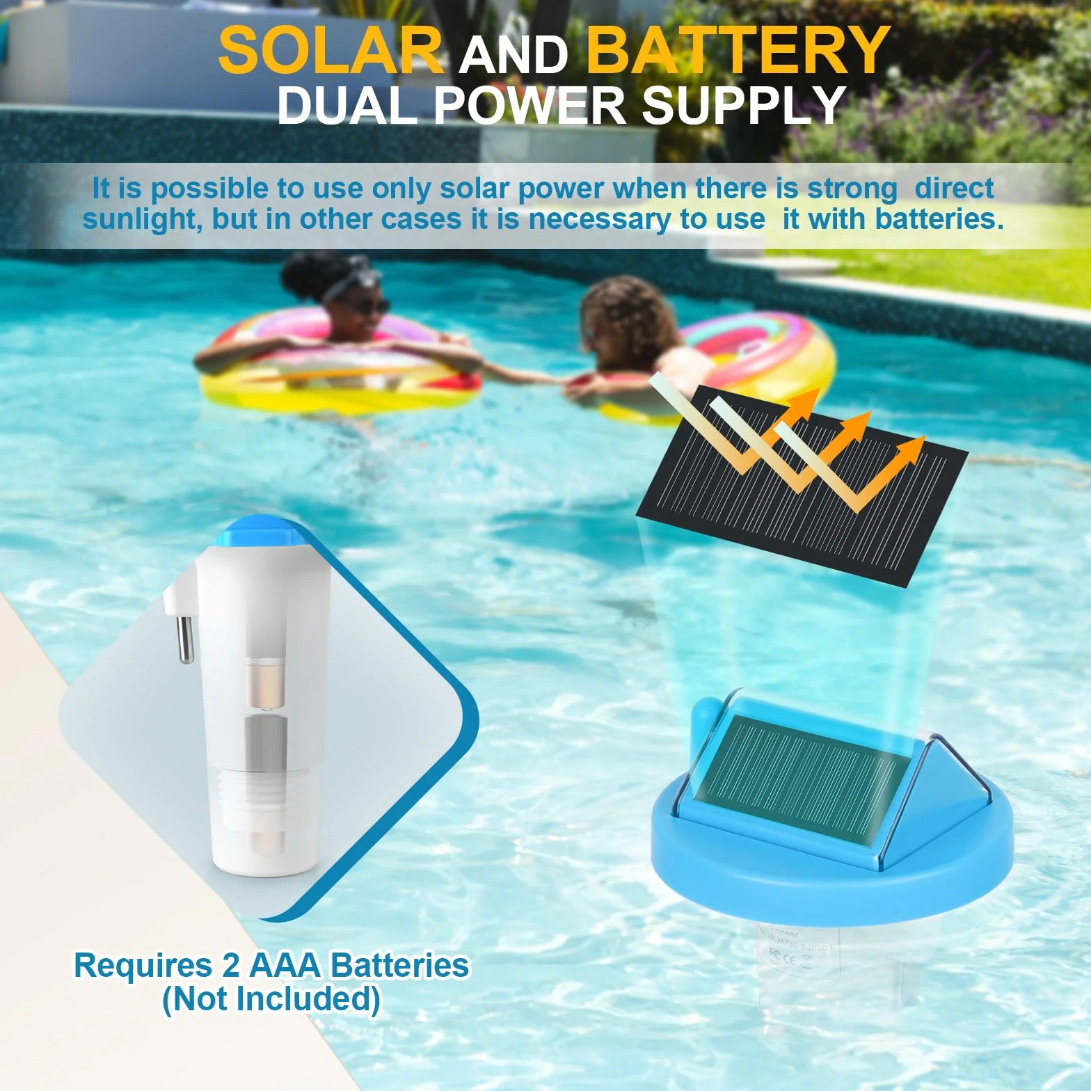 Thermomètre Piscine Solaire PATEMZON, Sans Fil Flottant avec Récepteur Radio LCD