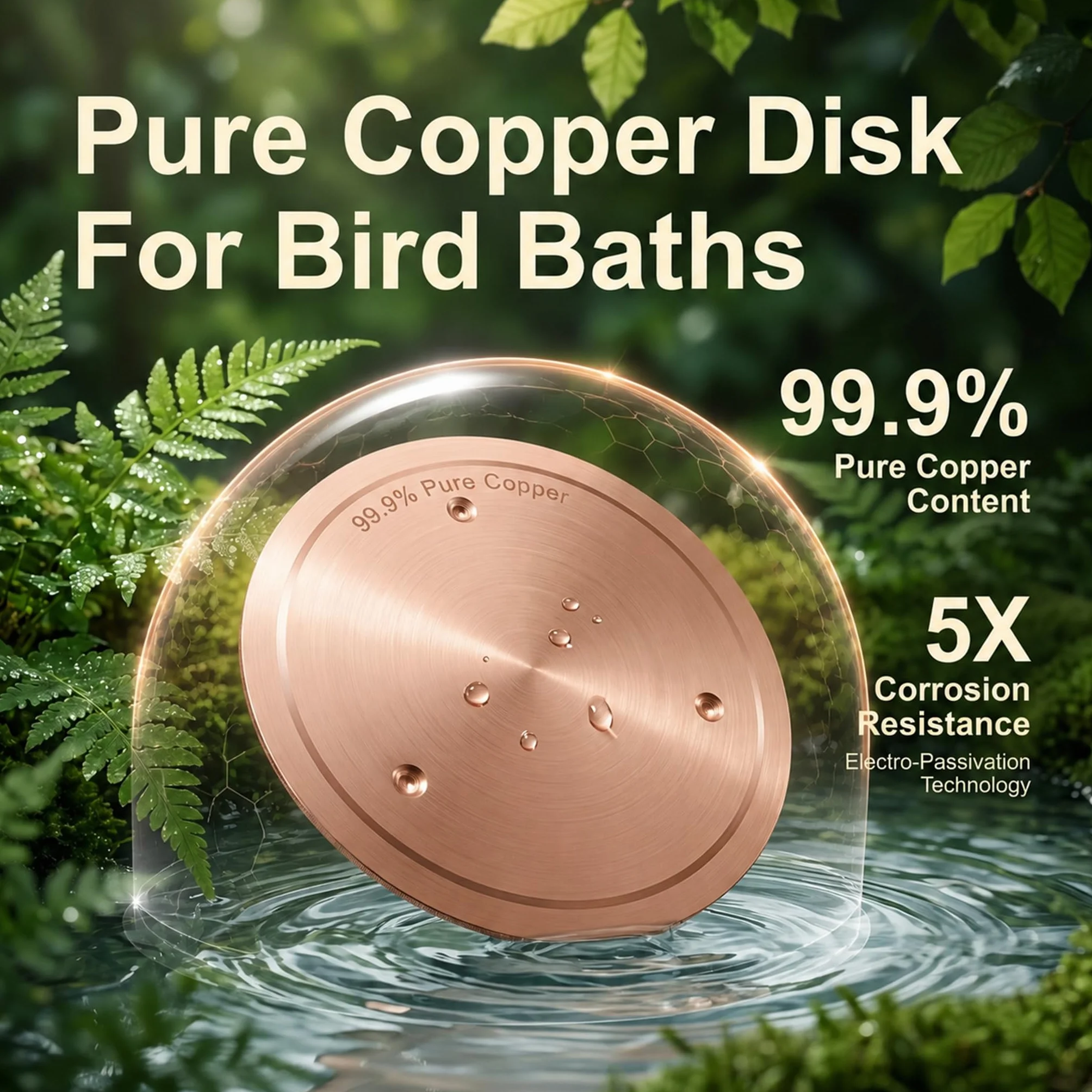Disque de Nettoyage pour Bain d'oiseaux en Cuivre Autonettoyant Ajustement Universel